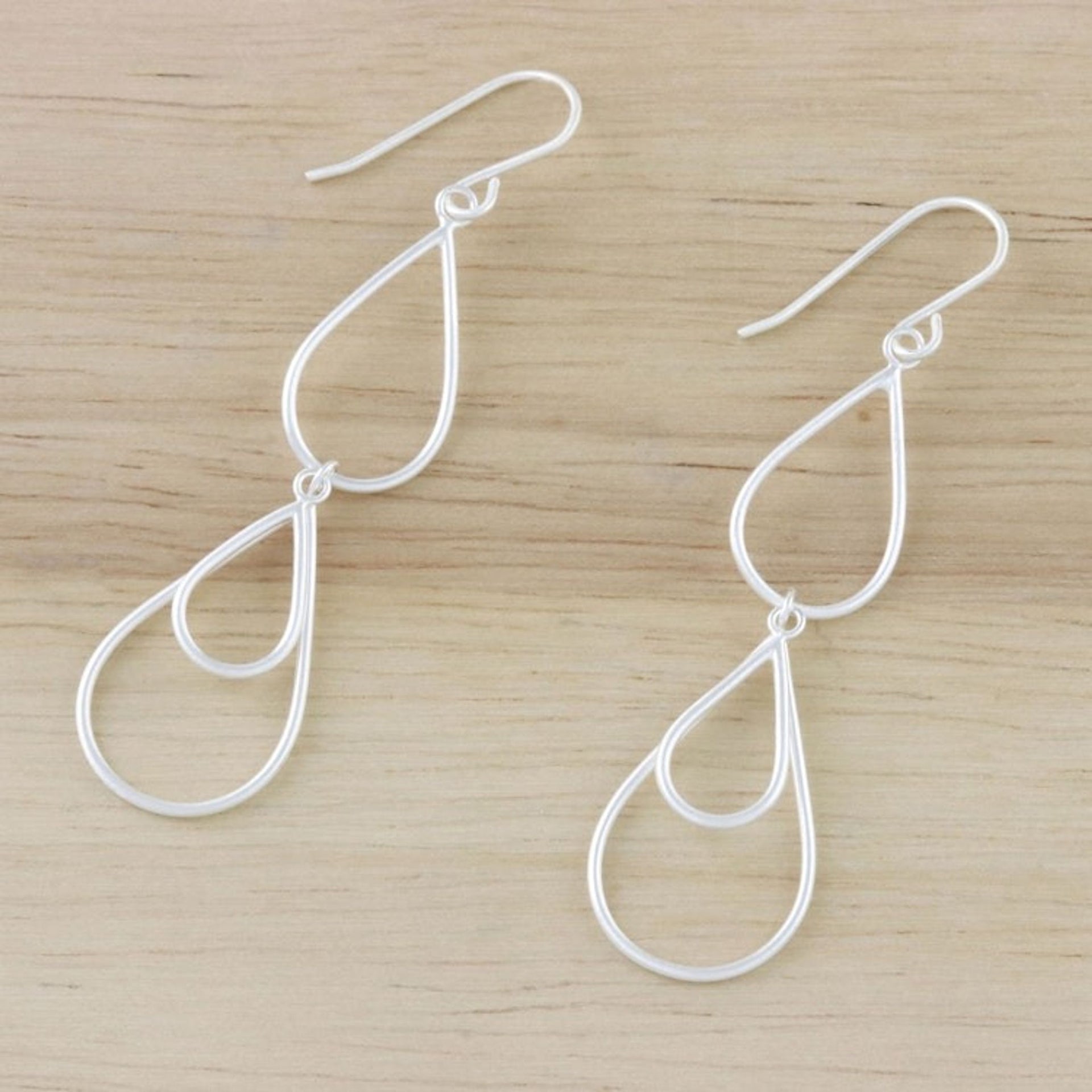 Drop Motif Sterling Silver Dangle Earrings from Thailand 'Cute Drops'