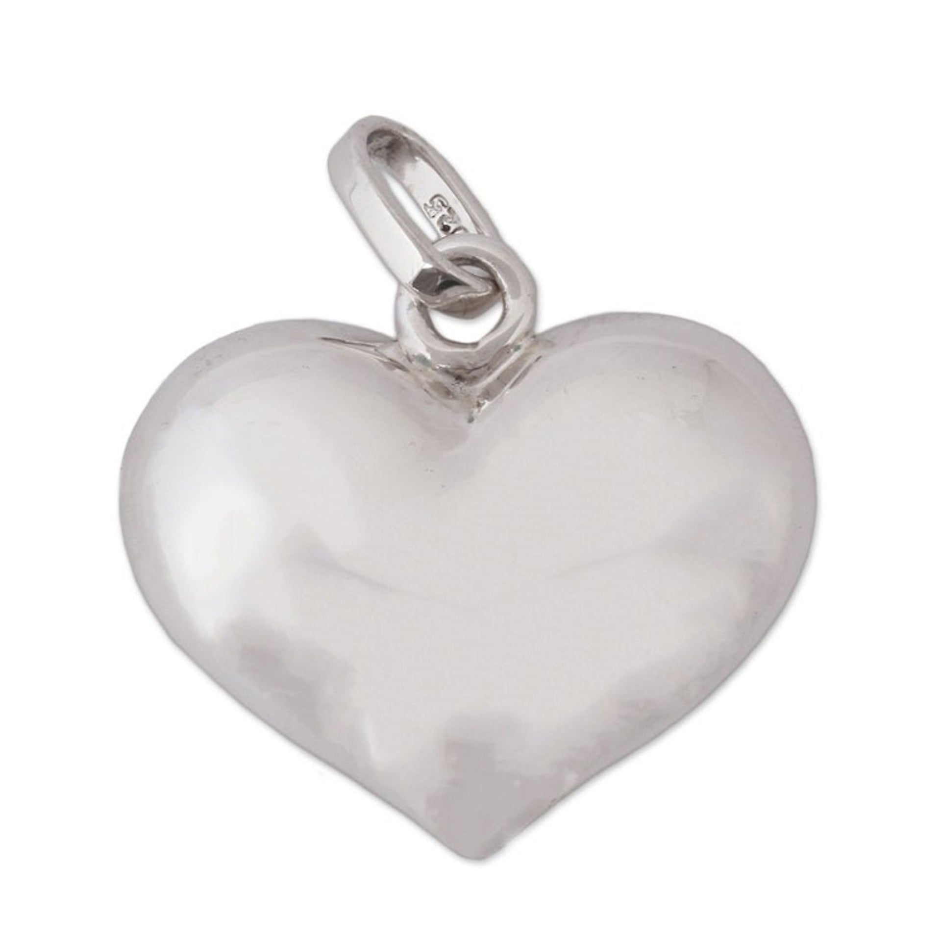 Heart-Shaped Sterling Silver Pendant from Mexico 'Heart and Purity'
