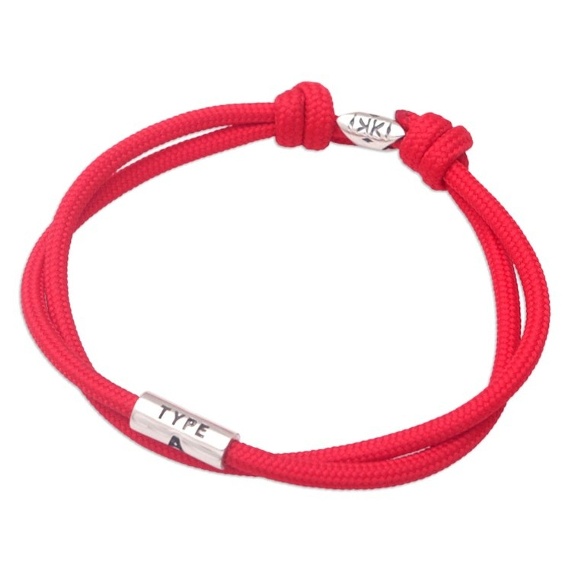 Sterling Silver Pendant Bracelet with a Red Cord 'Lineage A'