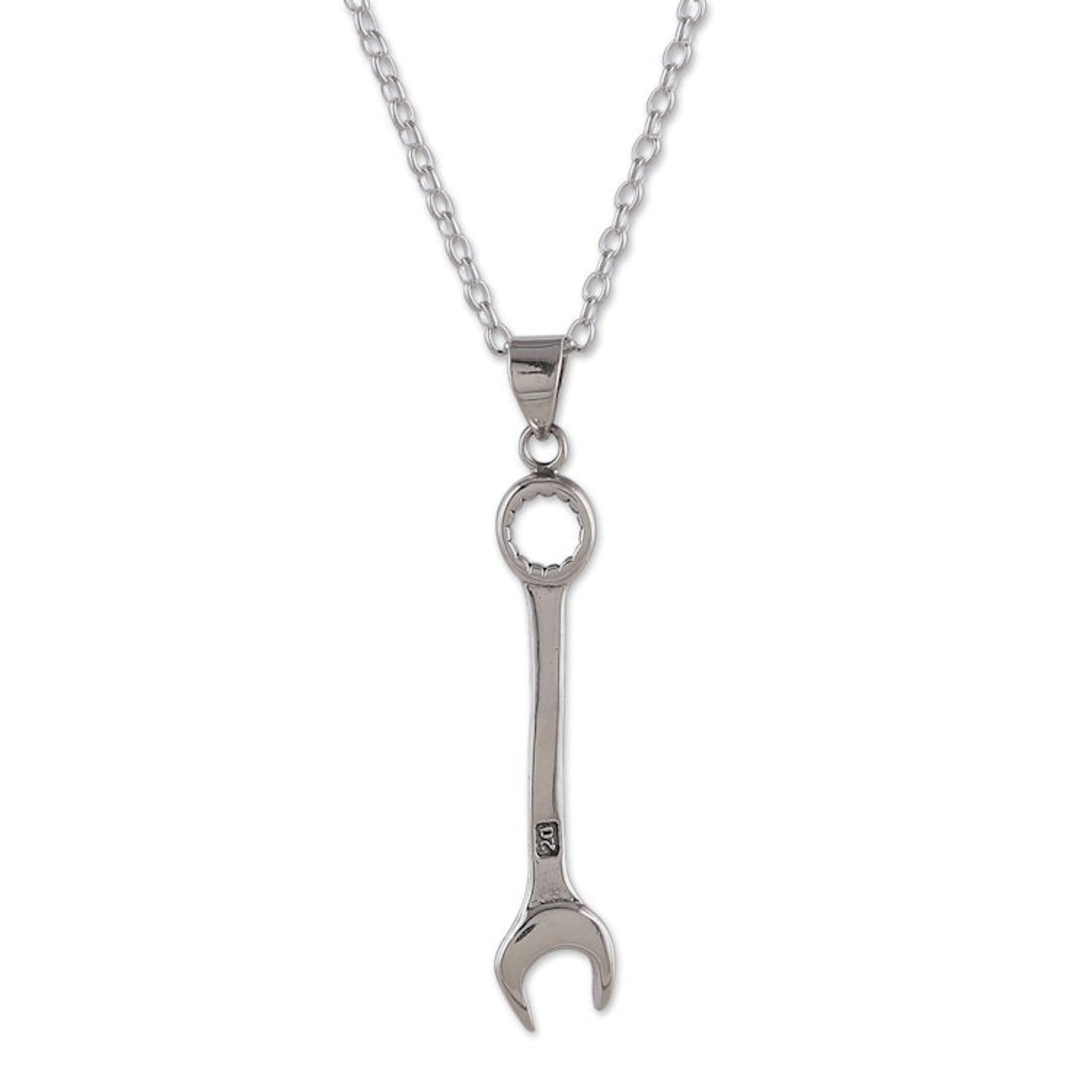 Whimsical Sterling Silver Necklace with Wrench Pendant 'Whimsical Work'