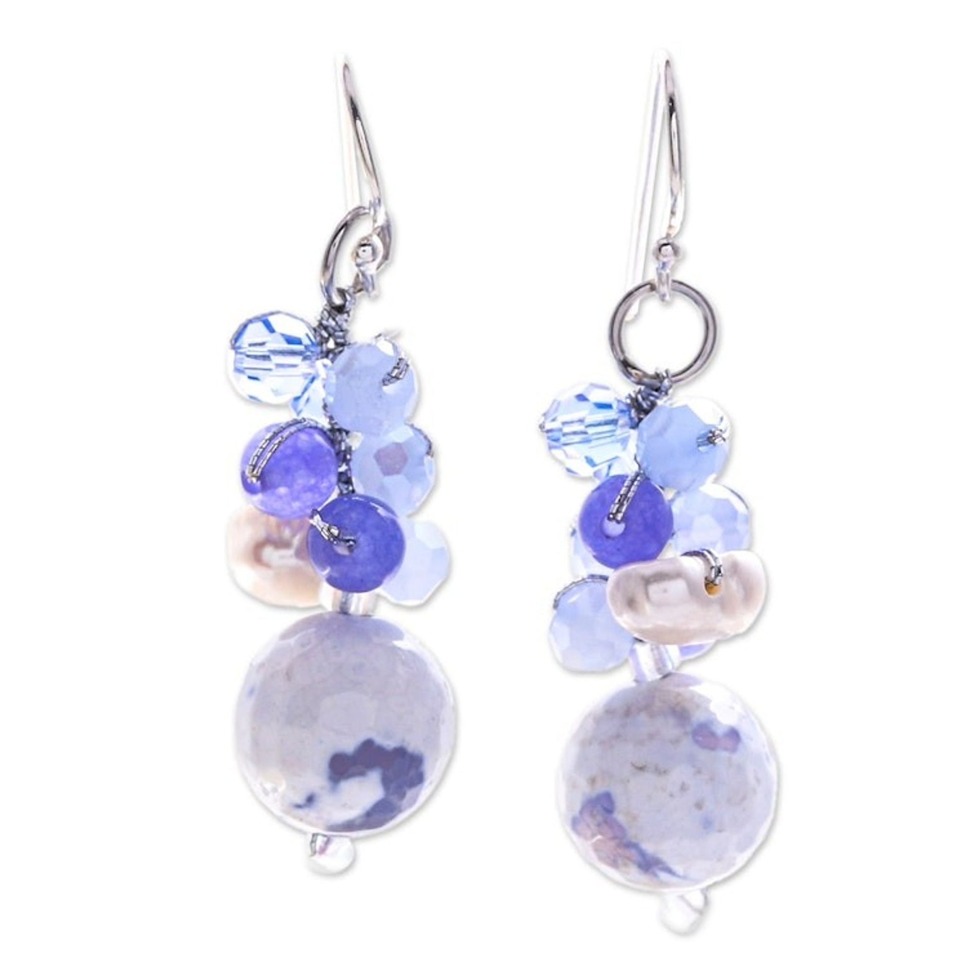 Blue Multi-Gemstone Dangle Earrings Handcrafted in Thailand 'Blue Energy'