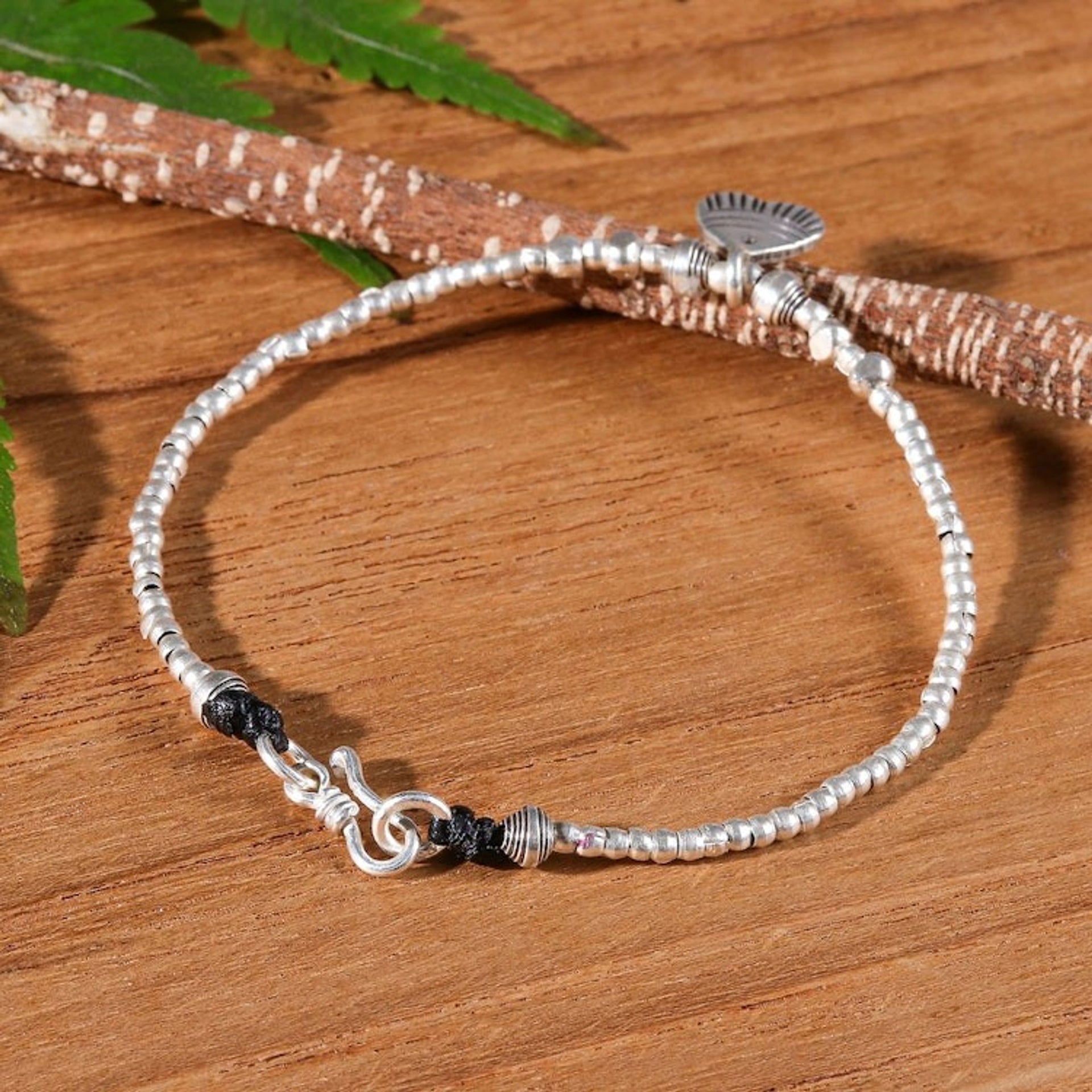 Thai Fish-Themed Karen Silver Good Fortune Charm Bracelet 'Fish in Love'