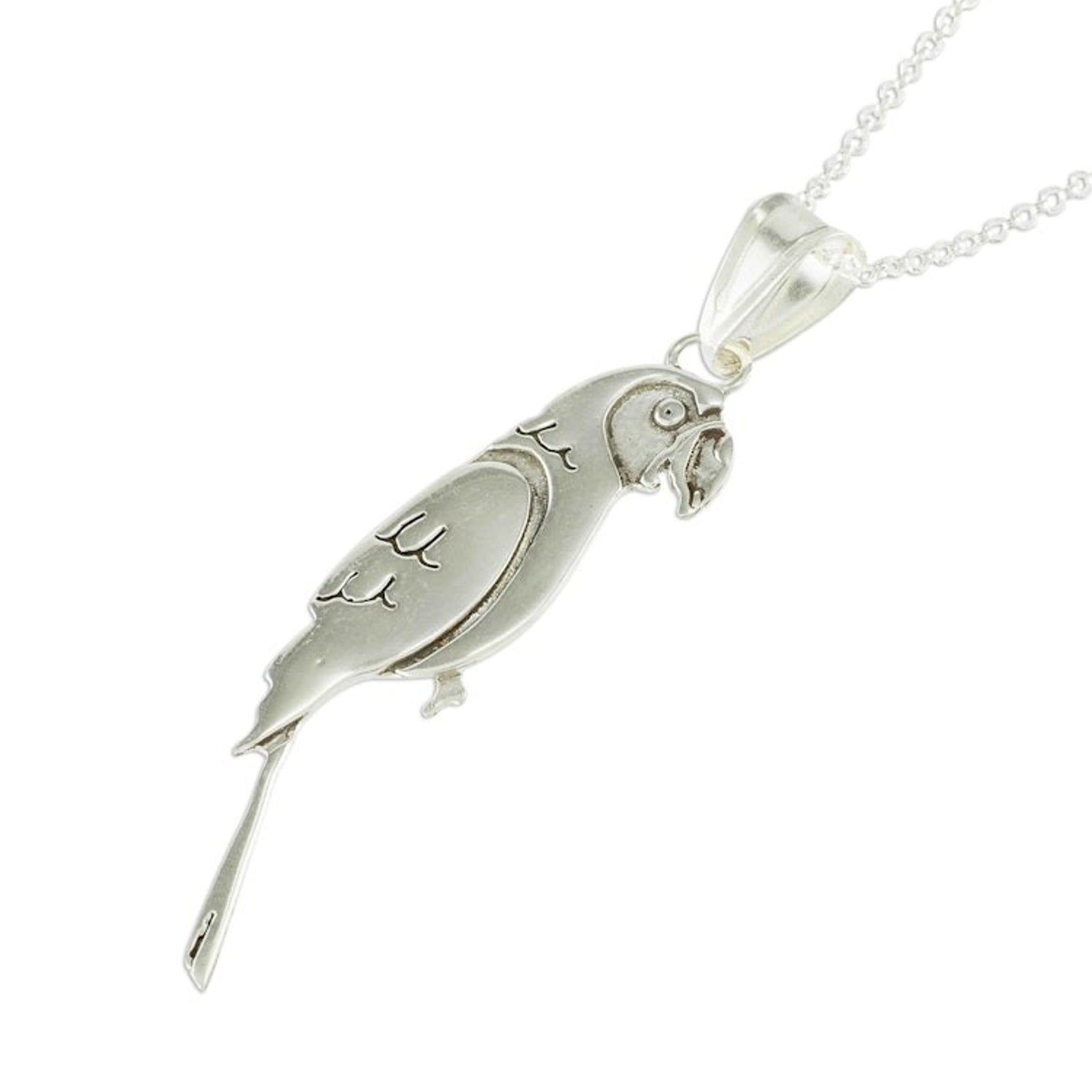 Sterling Silver Costa Rican Macaw Pendant Necklace 'Cloud Forest Macaw'