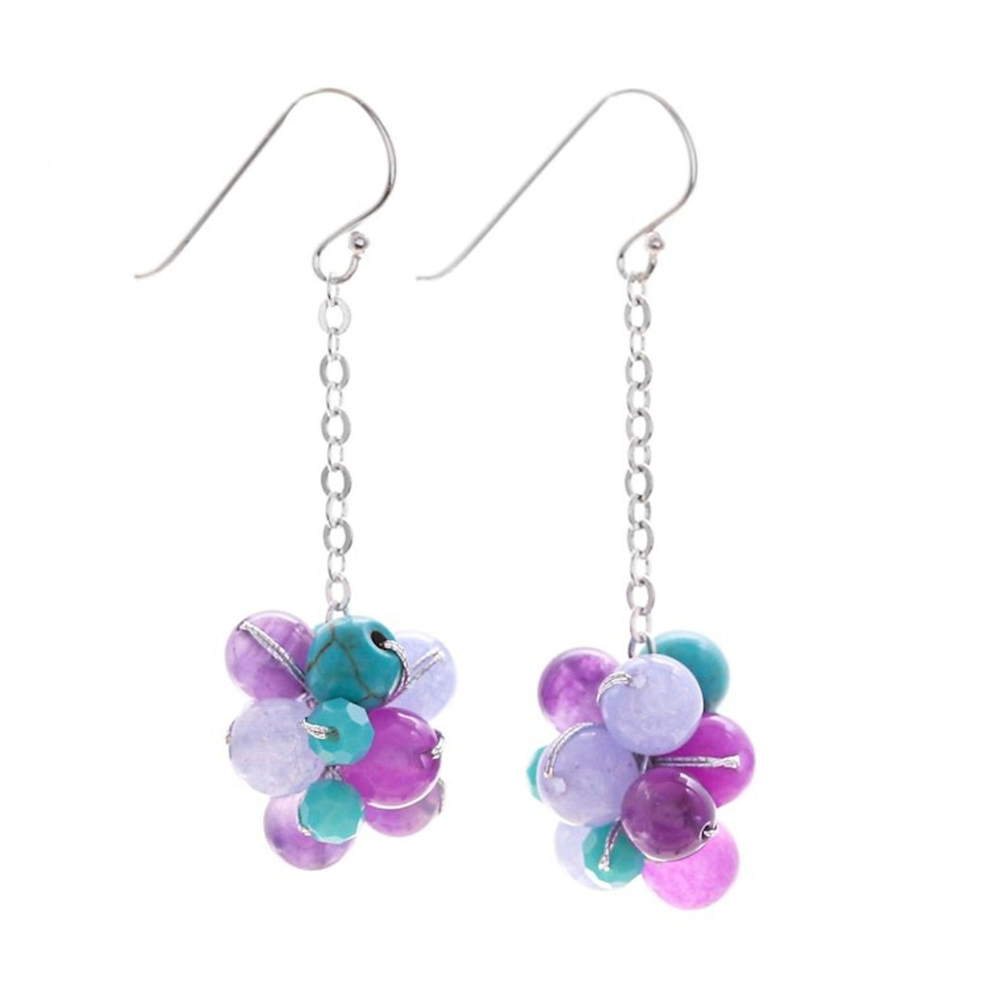 Multi-Gemstone Cluster Dangle Earrings in a Vibrant Palette 'Vibrant Feelings'