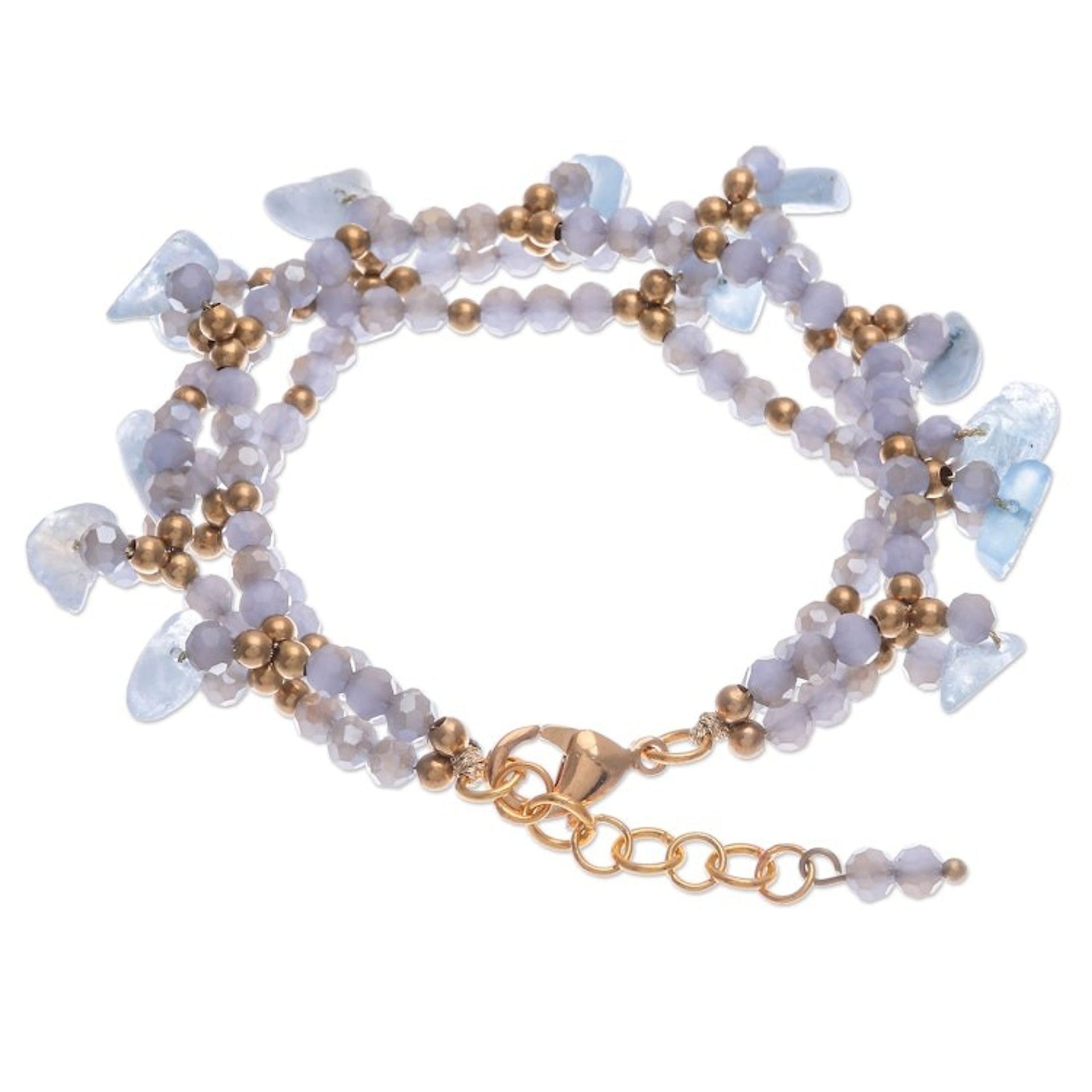 Aquamarine Beaded Bracelet with 14k Gold Accents 'Wonderful Light Blue'