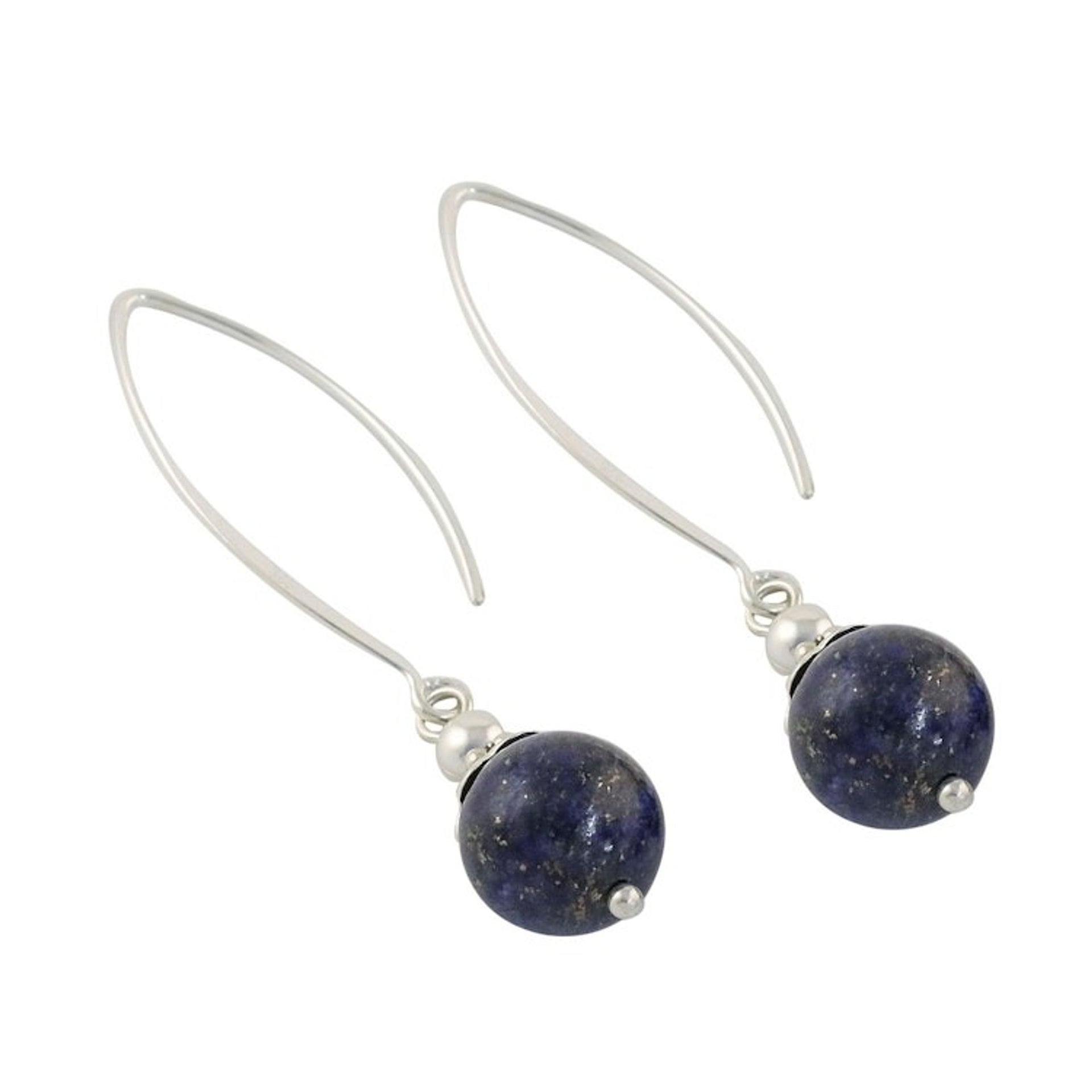 Handcrafted Lapis Lazuli and Sterling Silver Dangle Earrings 'Midnight Illusions'