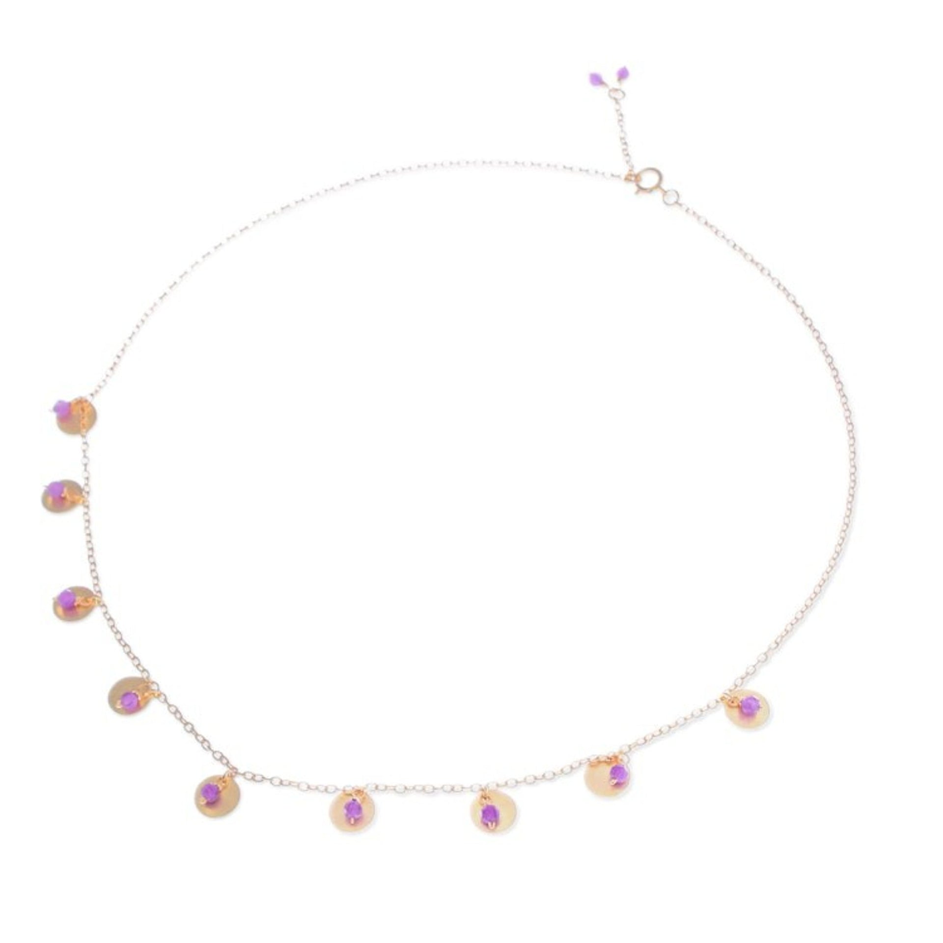 Adjustable Matte 18k Gold-Plated Amethyst Charm Necklace 'Everyday Wise'