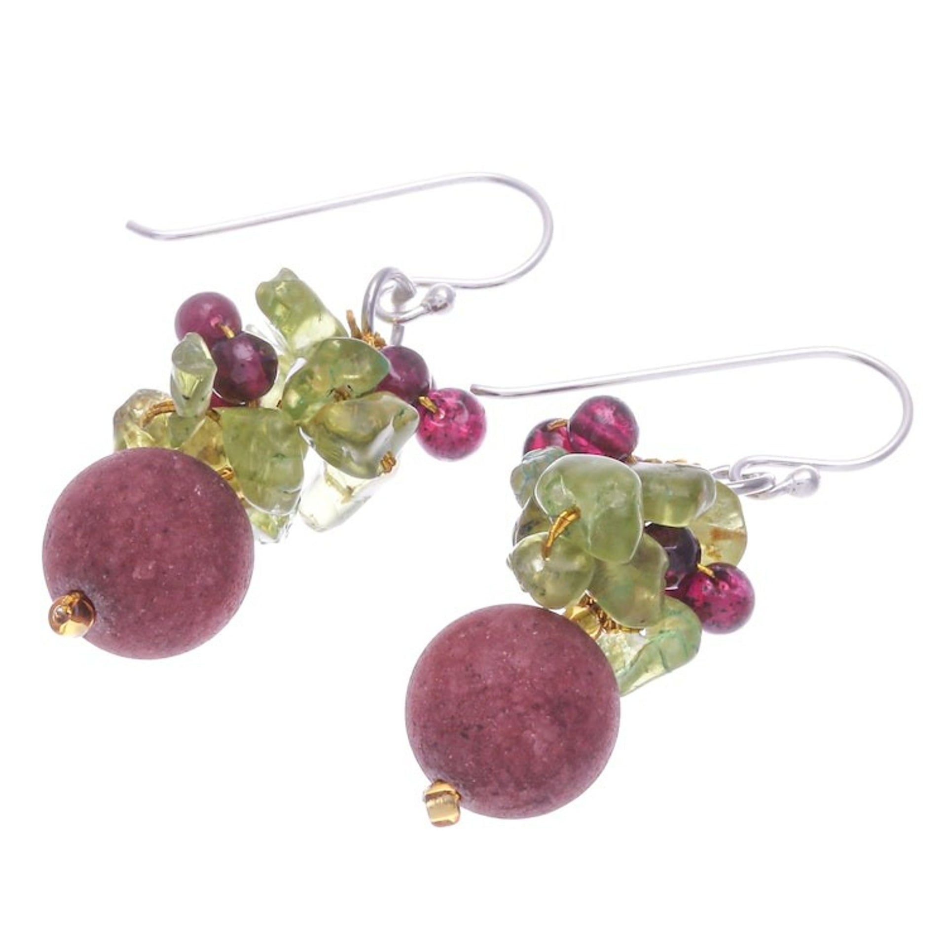 Colorful Multi-Gemstone Cluster Dangle Earrings 'Berry Lover'