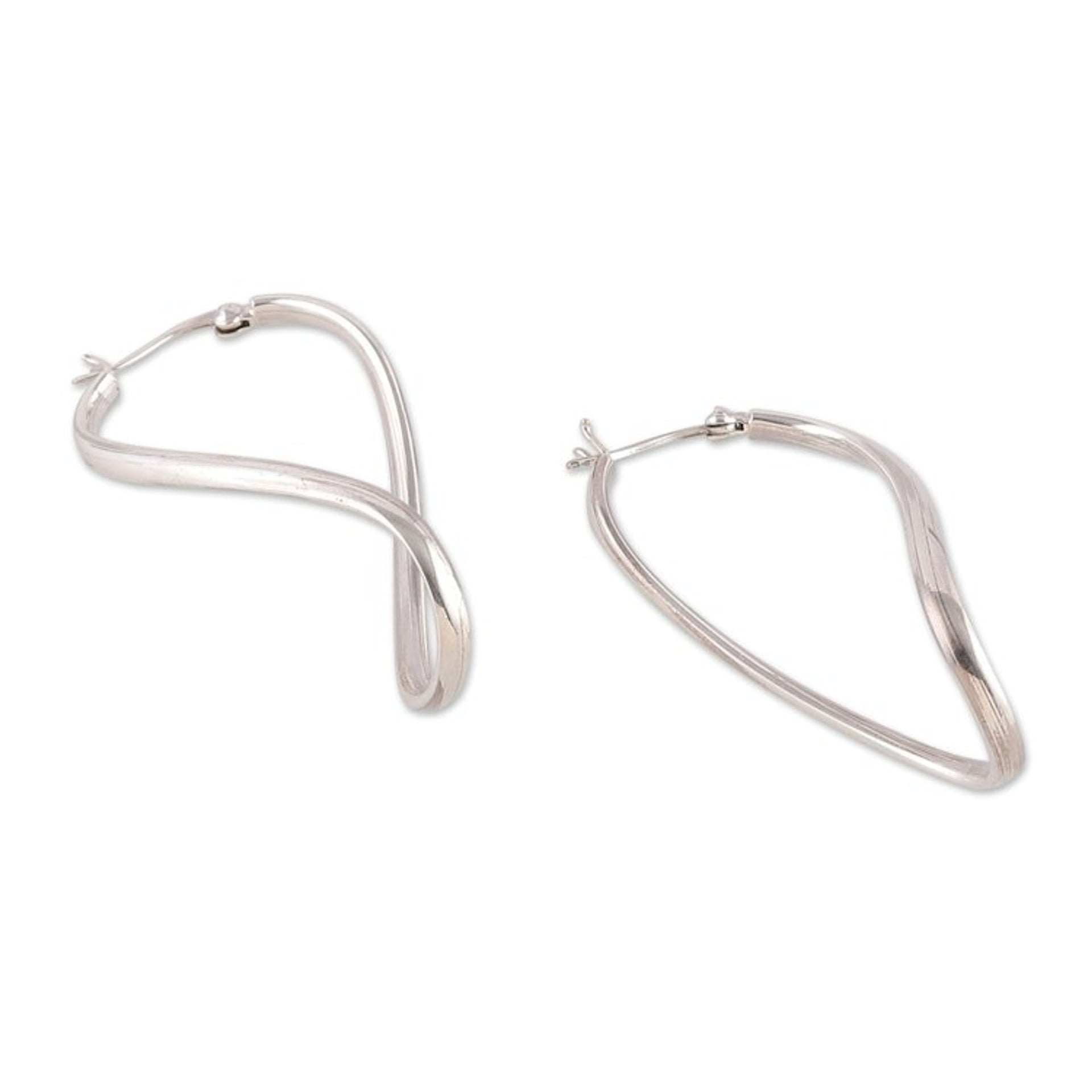 Modern Sterling Silver Hoop Earrings with Twisted Design 'Modern Twist'