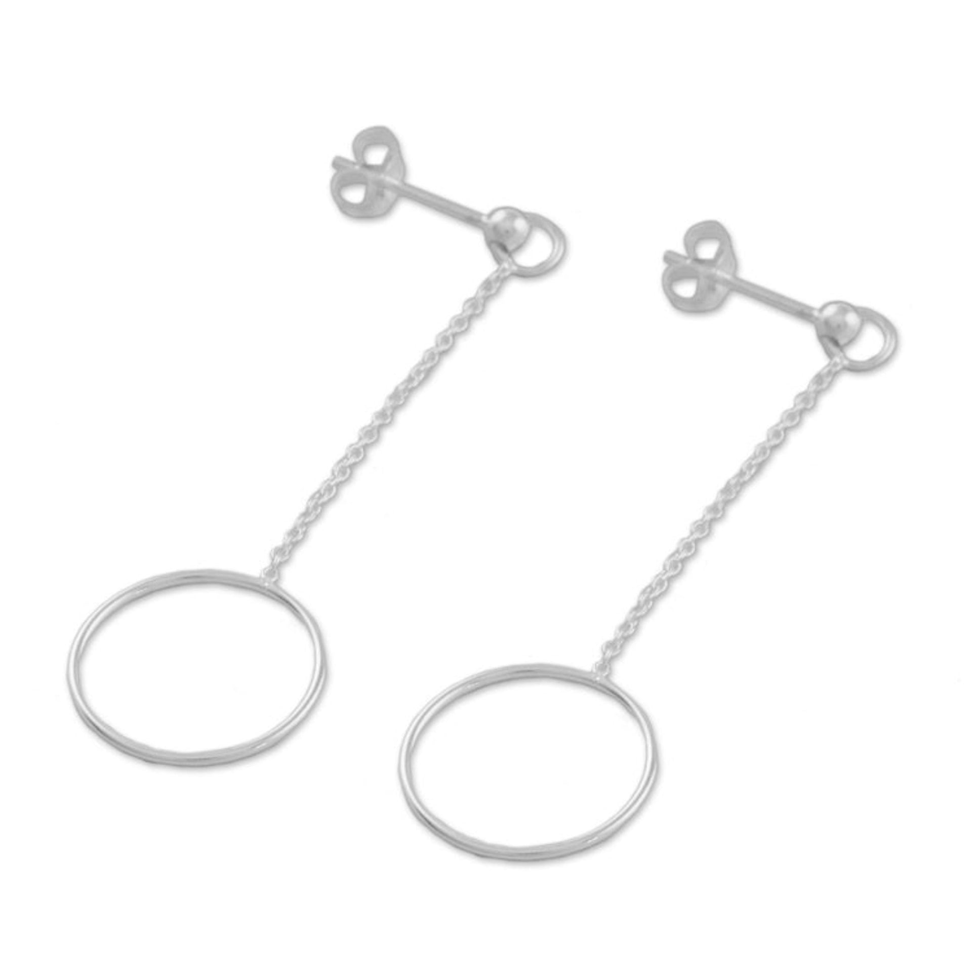 925 Sterling Silver Pendulum Post Earrings from Thailand 'Silver Pendulum'