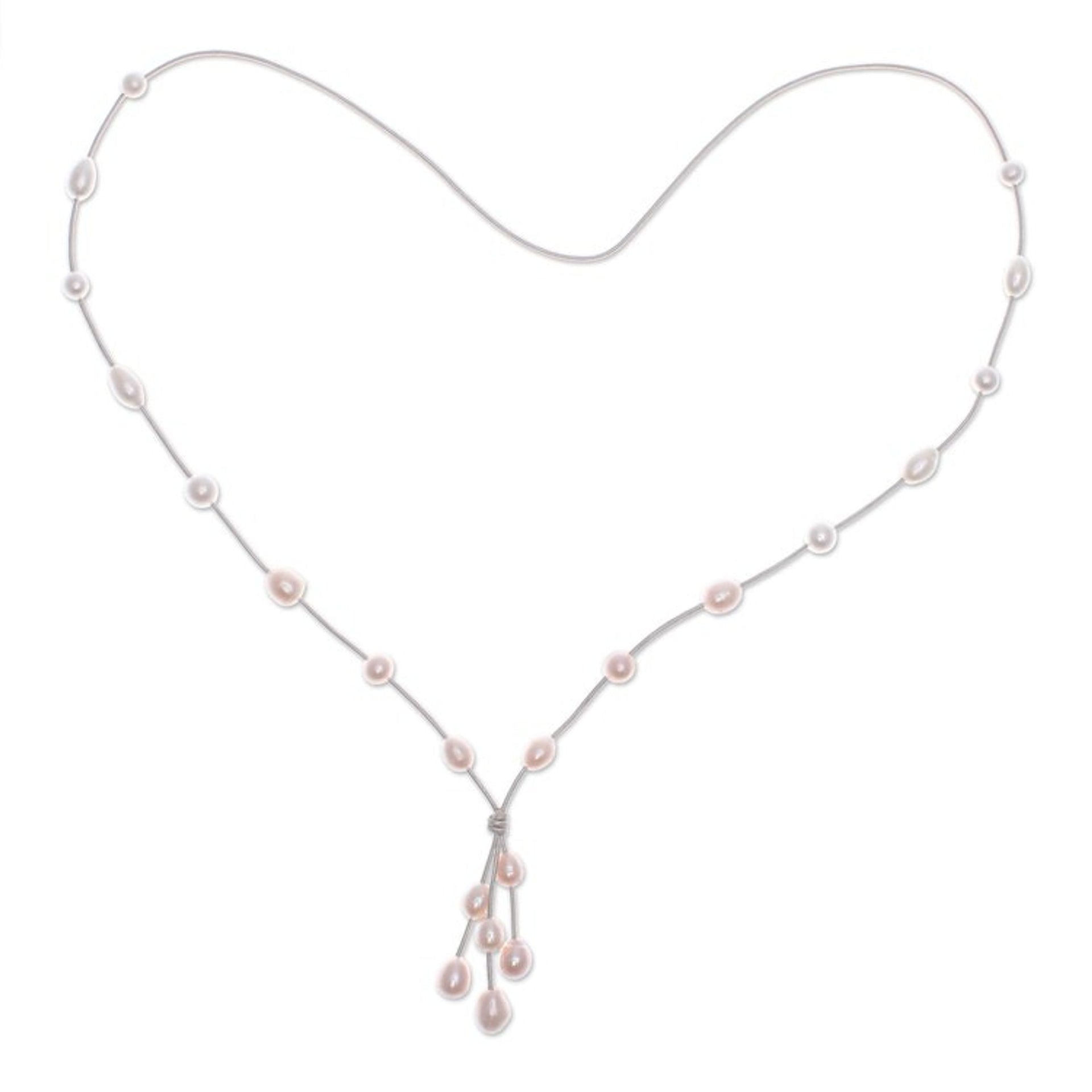 Hand Made Cultured Pearl Pendant Necklace 'Pearl Crush in Peach'
