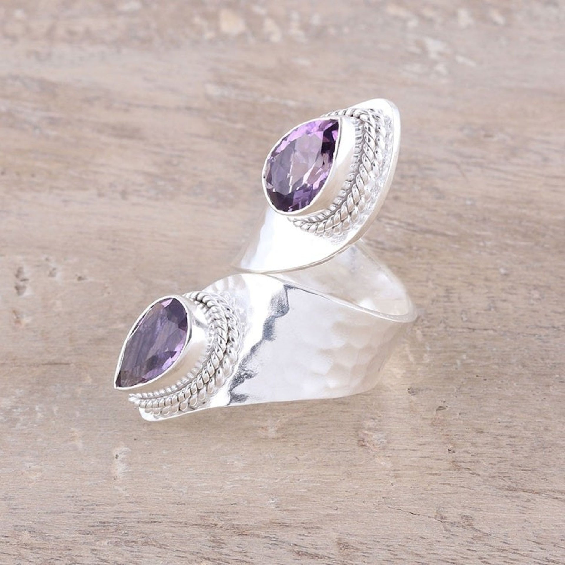 Six-Carat Amethyst Wrap Ring from India 'Lilac Cheer'