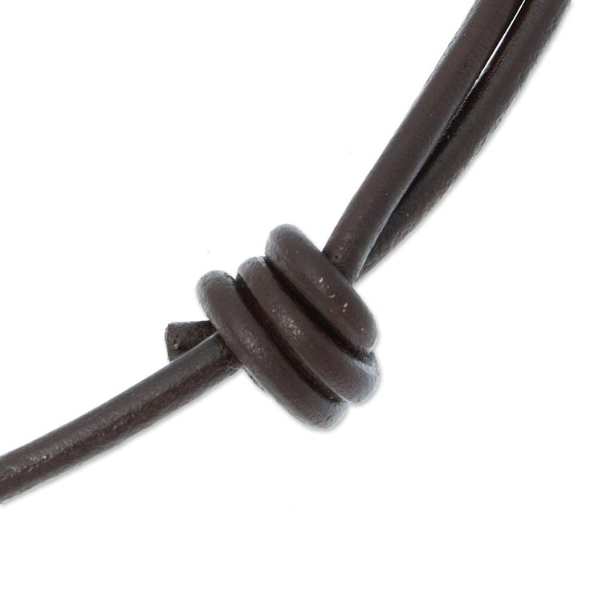 950 Silver Pendant on Leather Adjustable Cord from Mexico 'Metztli'