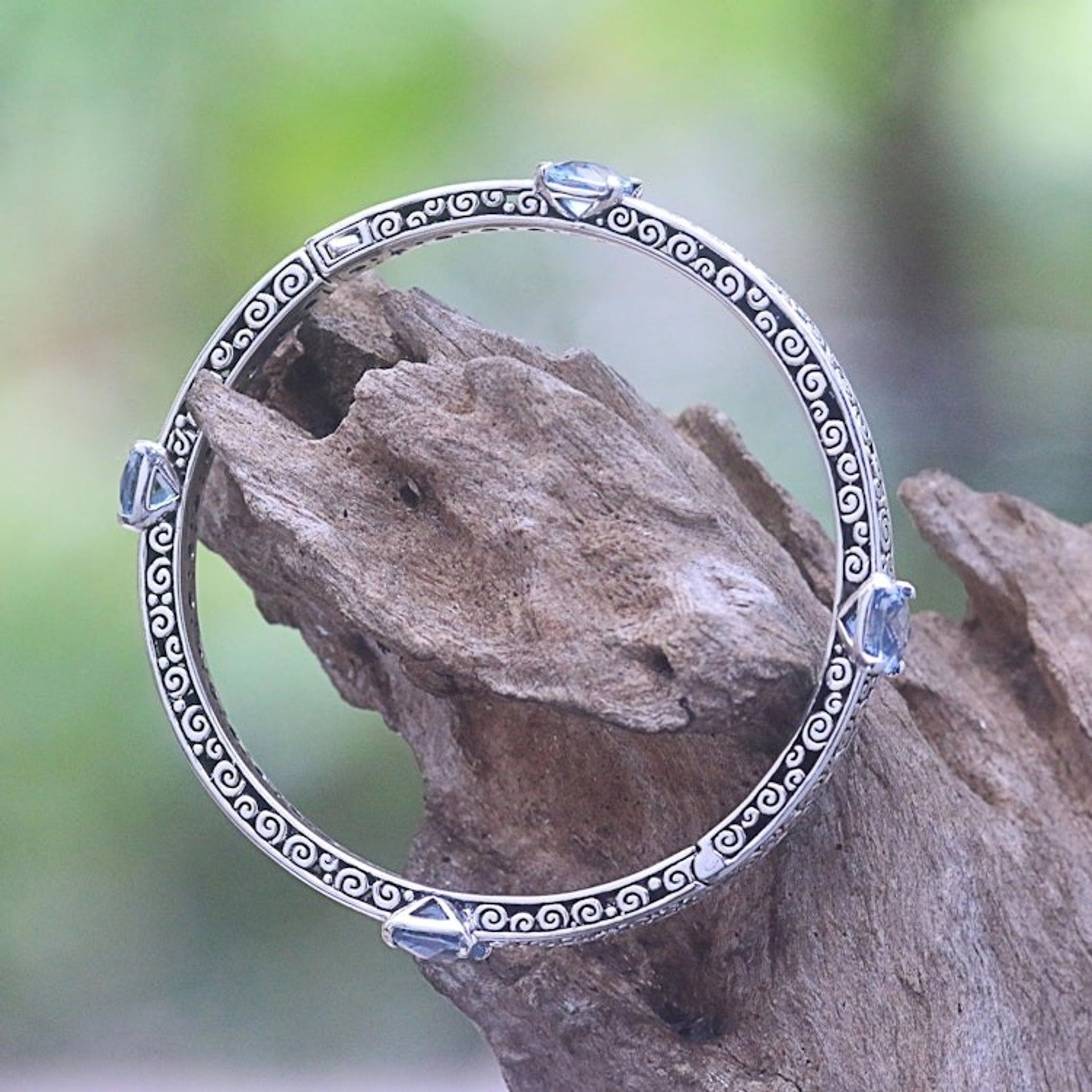 10-Carat Blue Topaz Bangle Bracelet from Bali 'Bejeweled'