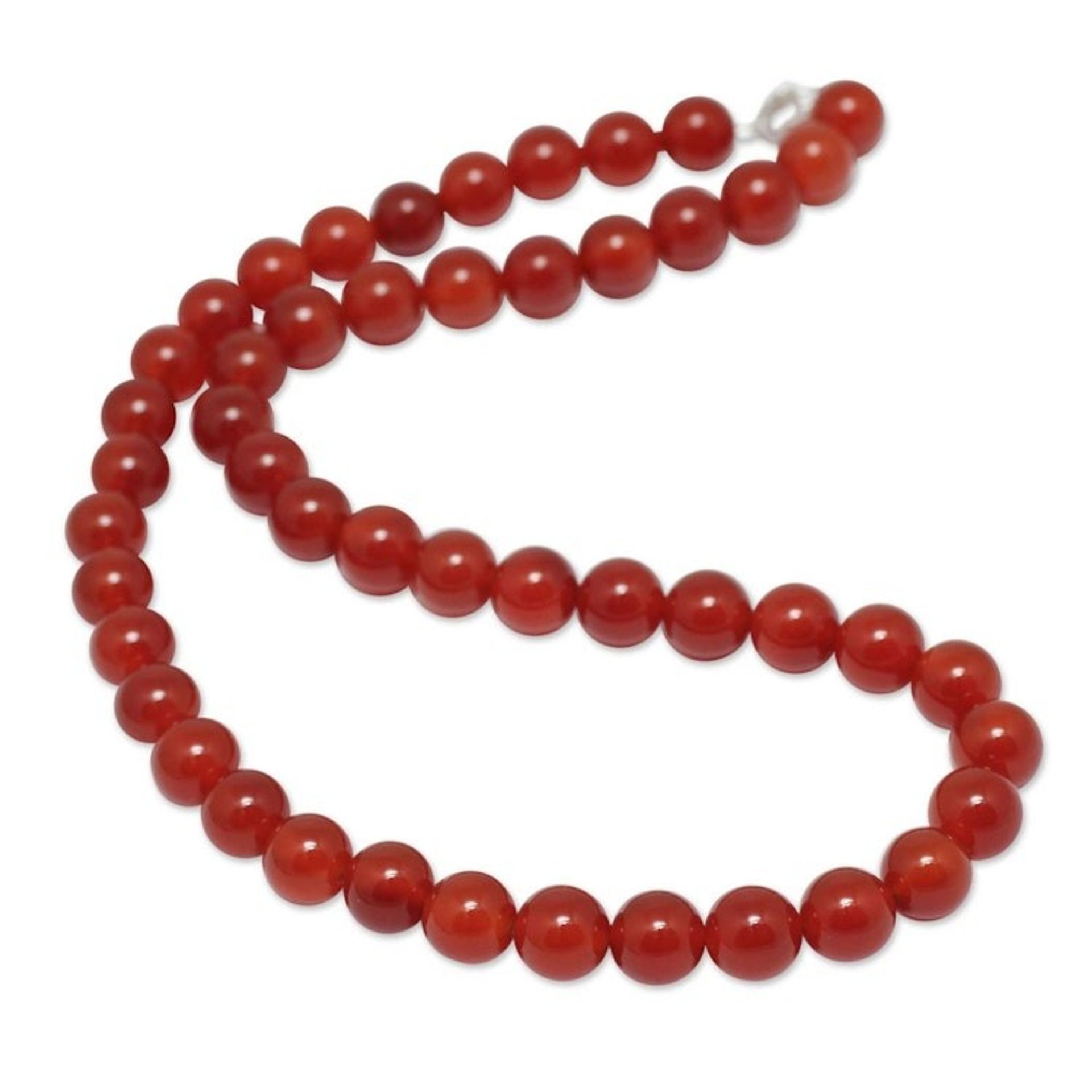 Handmade Beaded Carnelian Long Necklace from Peru 'Passionate Glow'