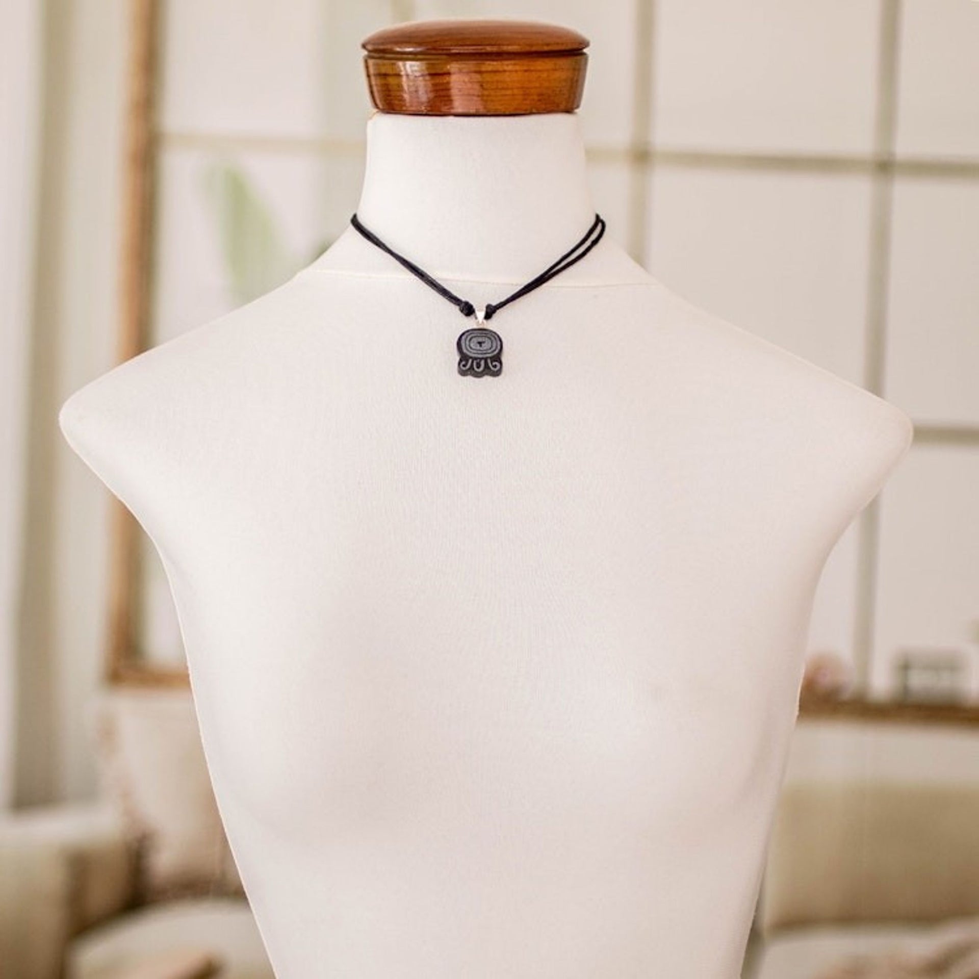 Jade Pendant Necklace with Mayan Transformation Nahual Motif 'Mayan Transformation'