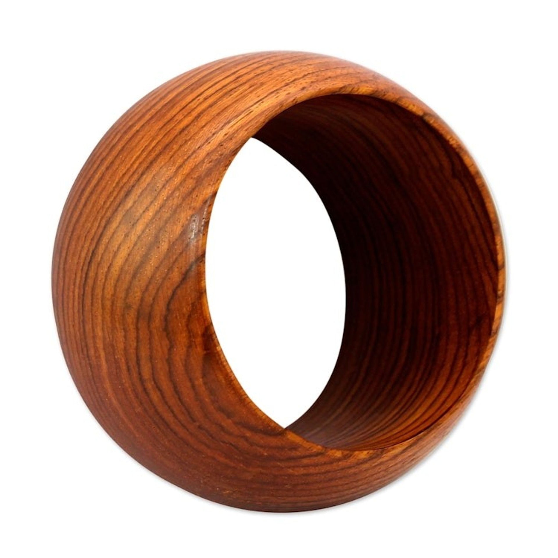 Hand-Carved Mango Wood Bangle Bracelet from India 'Mystical Lines'