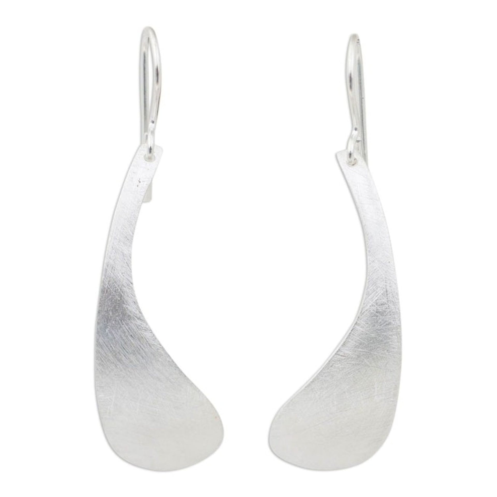 Handcrafted Brushed Sterling Silver Earrings from Thailand 'Daisy Petal'