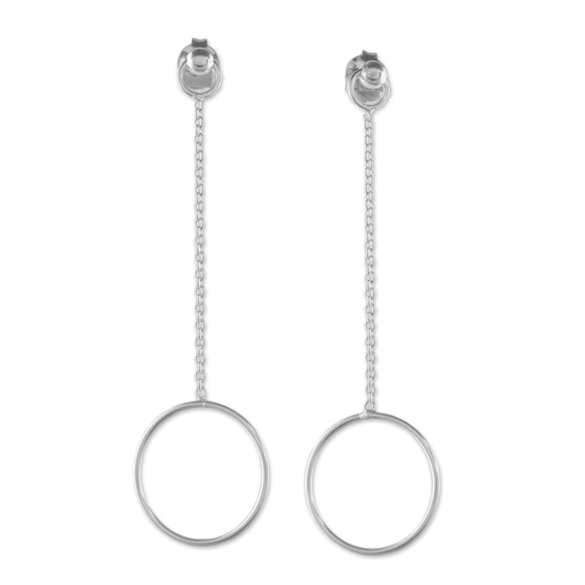 925 Sterling Silver Pendulum Post Earrings from Thailand 'Silver Pendulum'