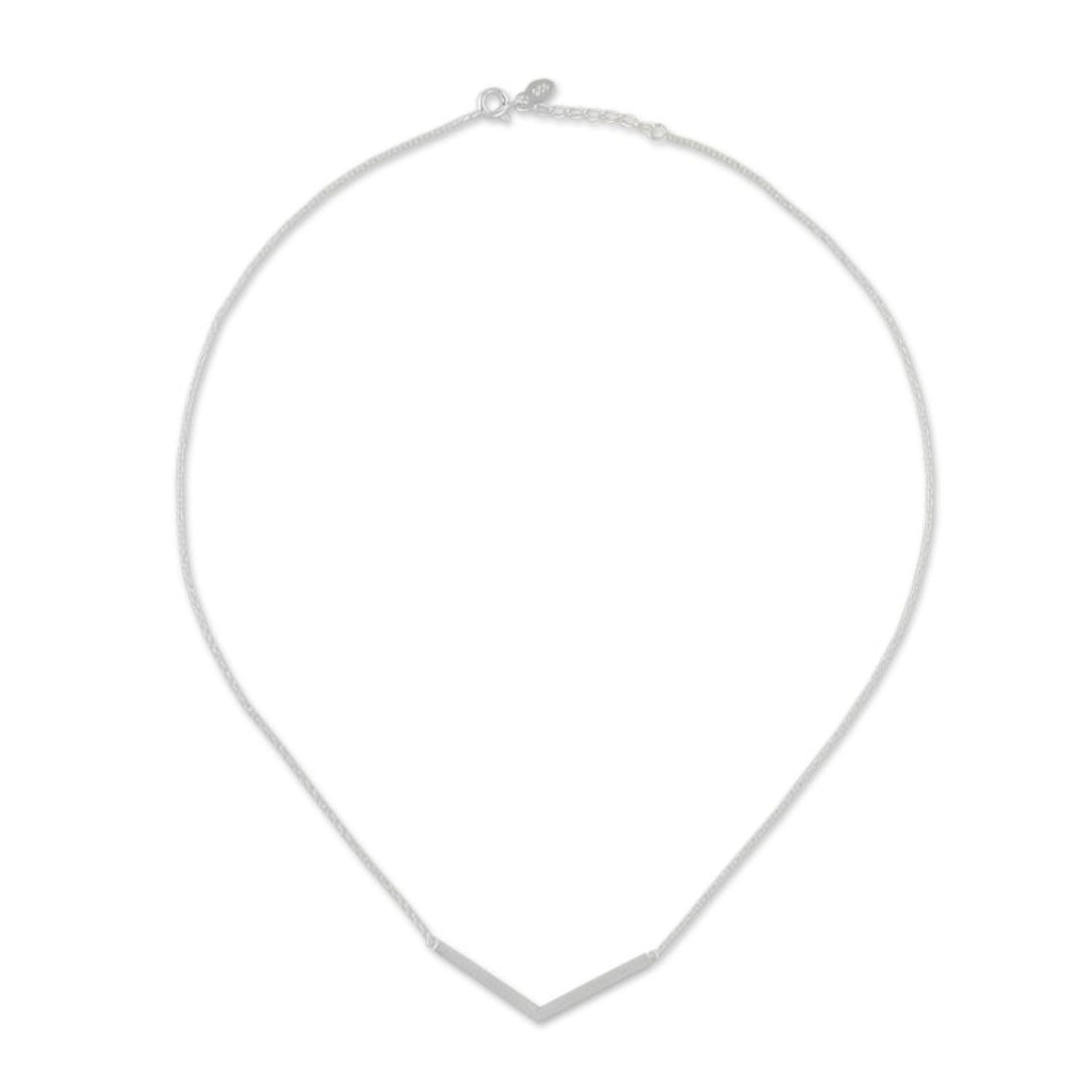 Sterling Silver Angular Pendant Necklace from Thailand 'Cute Angle'