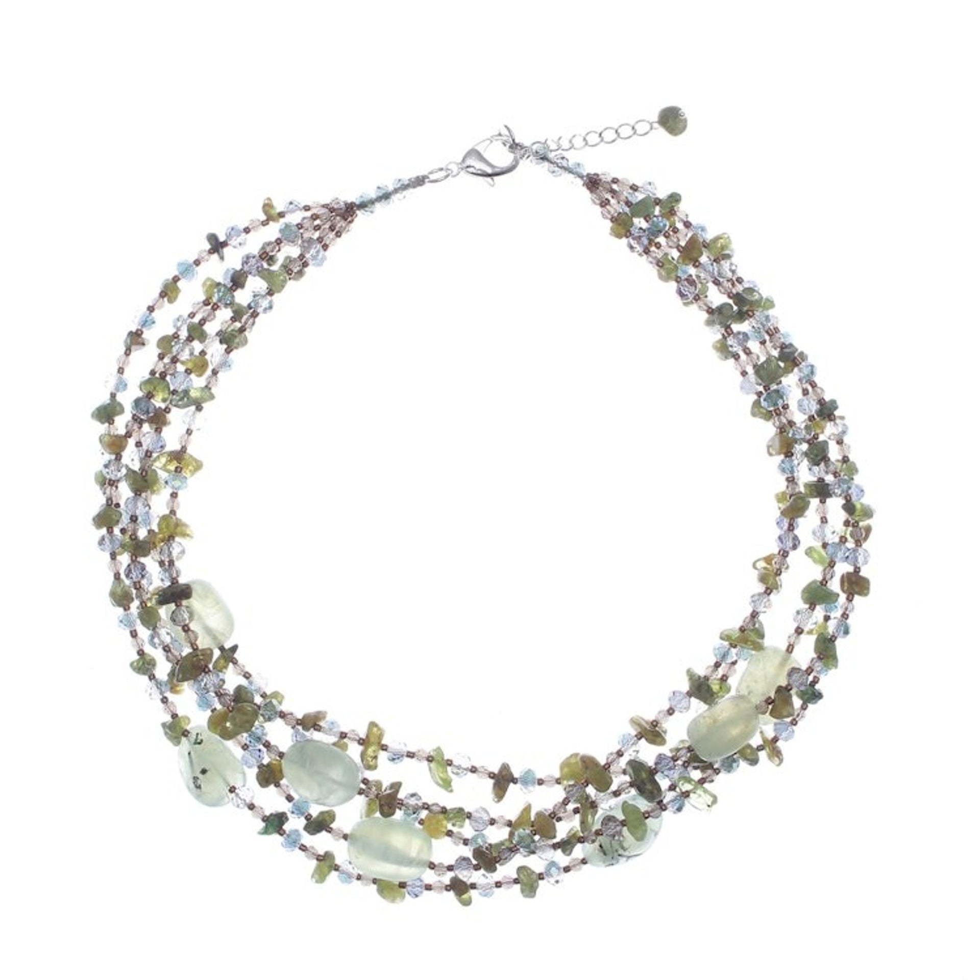 Green Prehnite and Peridot Waterfall Necklace from Thailand 'Lucky Glam'