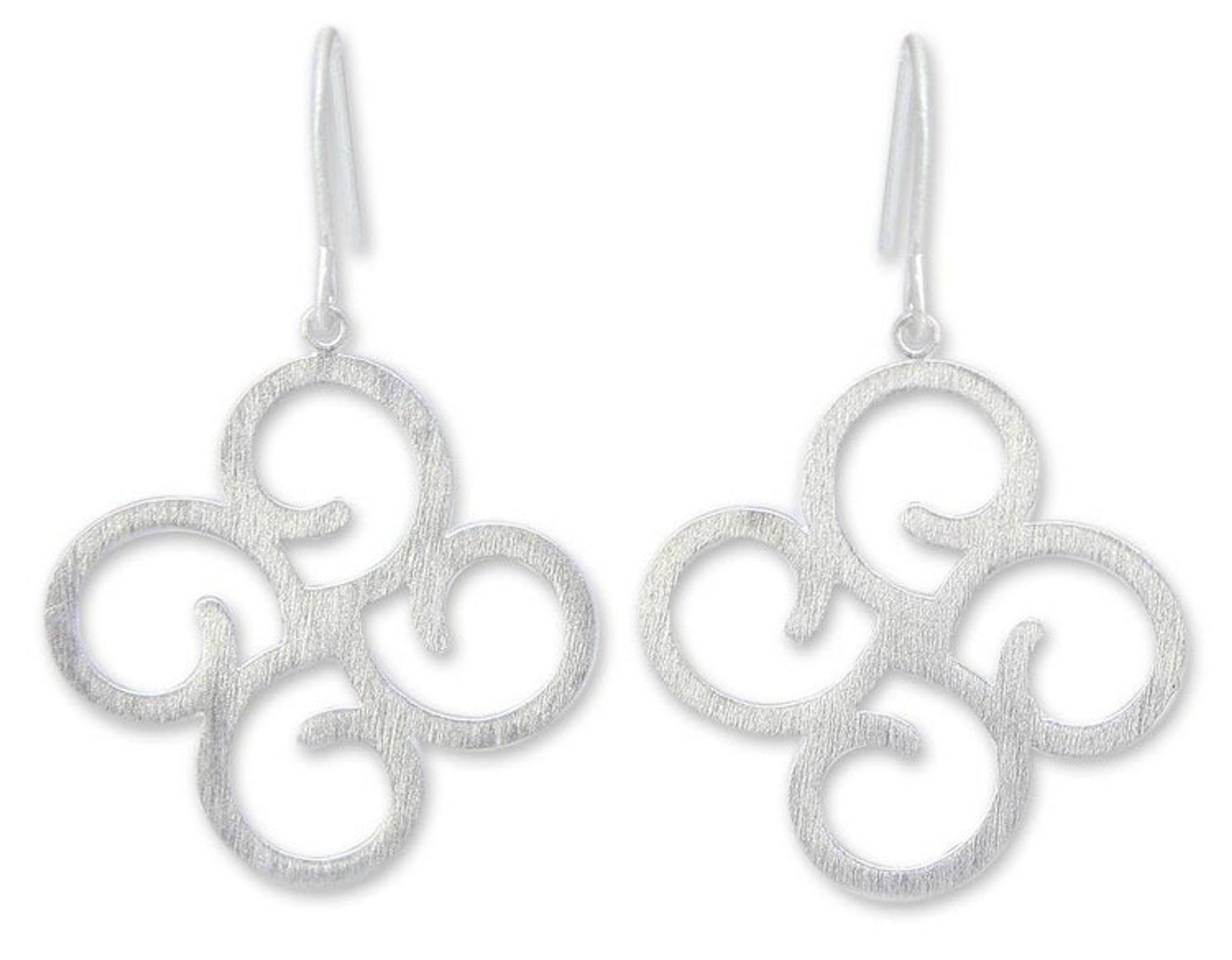 Modern Sterling Silver Dangle Earrings 'Abstract Clover'