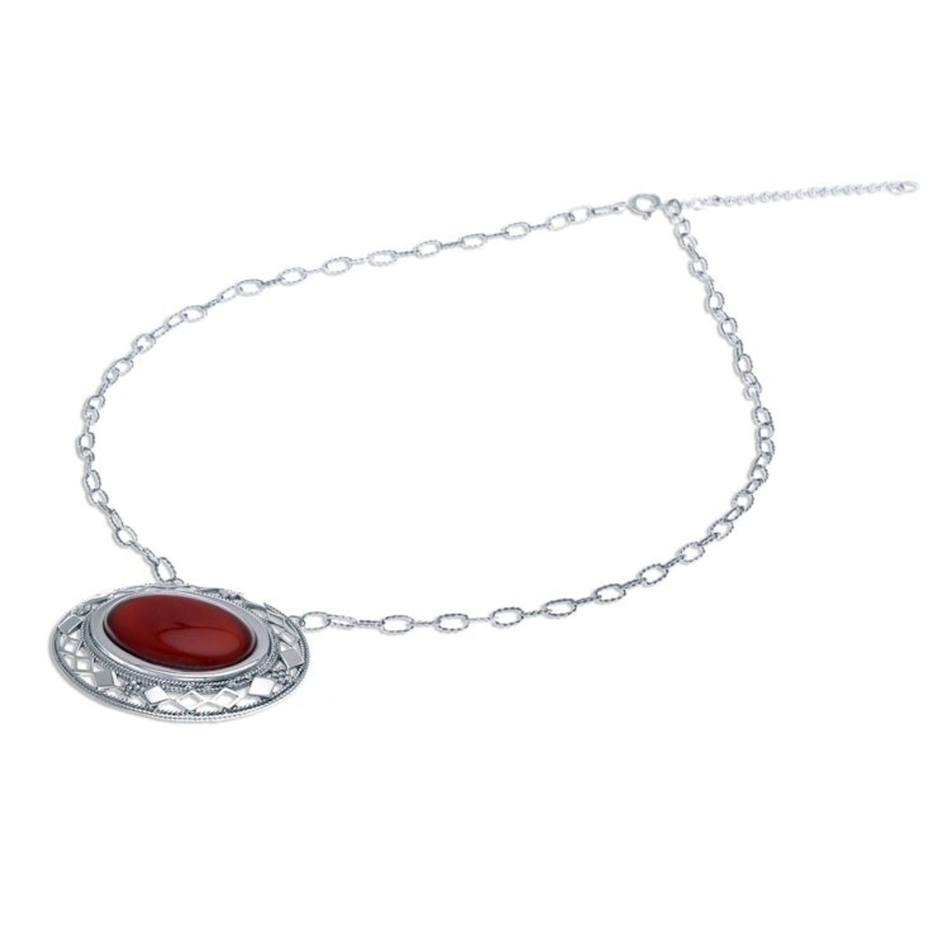 Thai Handcrafted Carnelian and Silver Necklace 'Infinite Autumn'