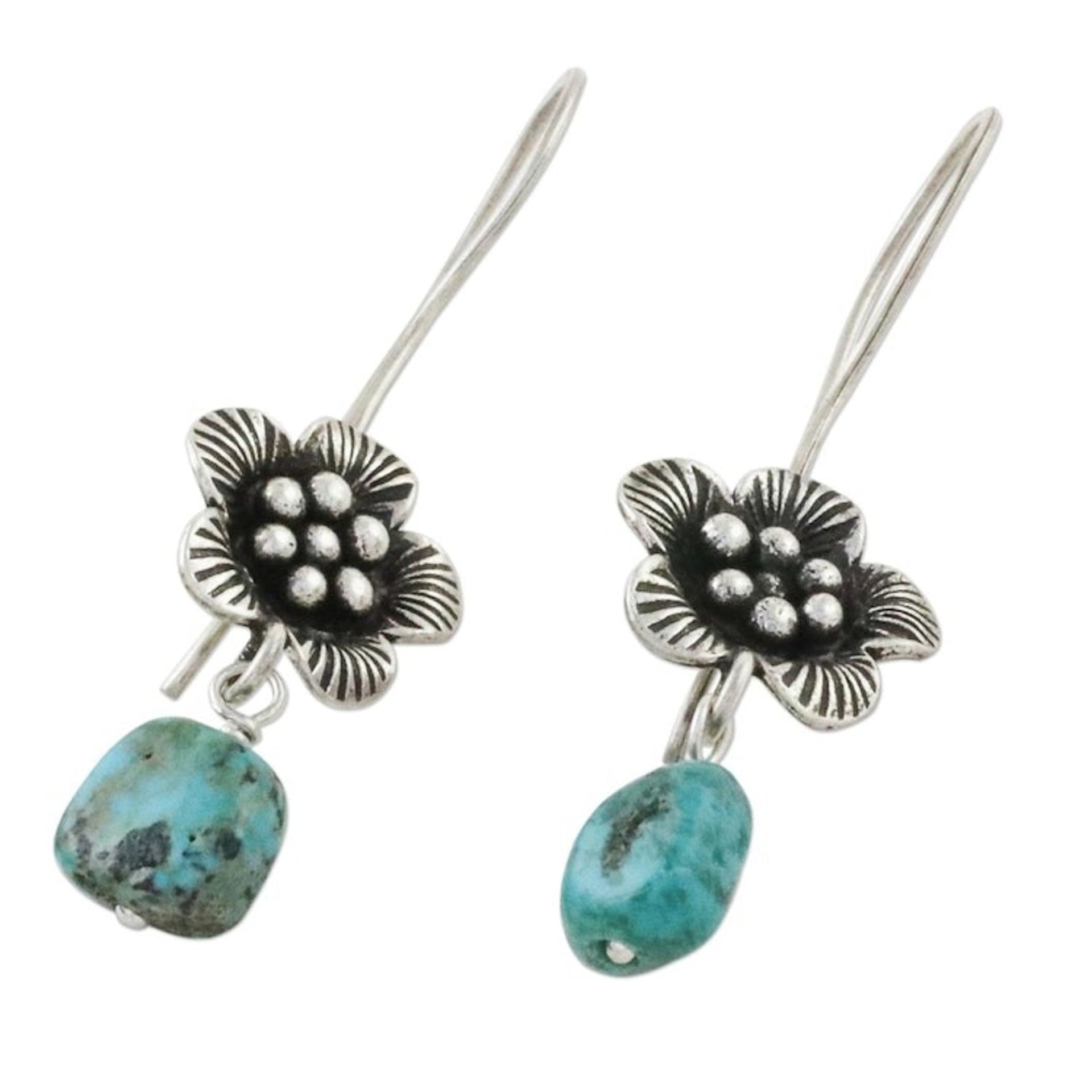 950 Silver Flower Dangle Earrings from Hill Tribe Artisans 'Apricot Blossom'