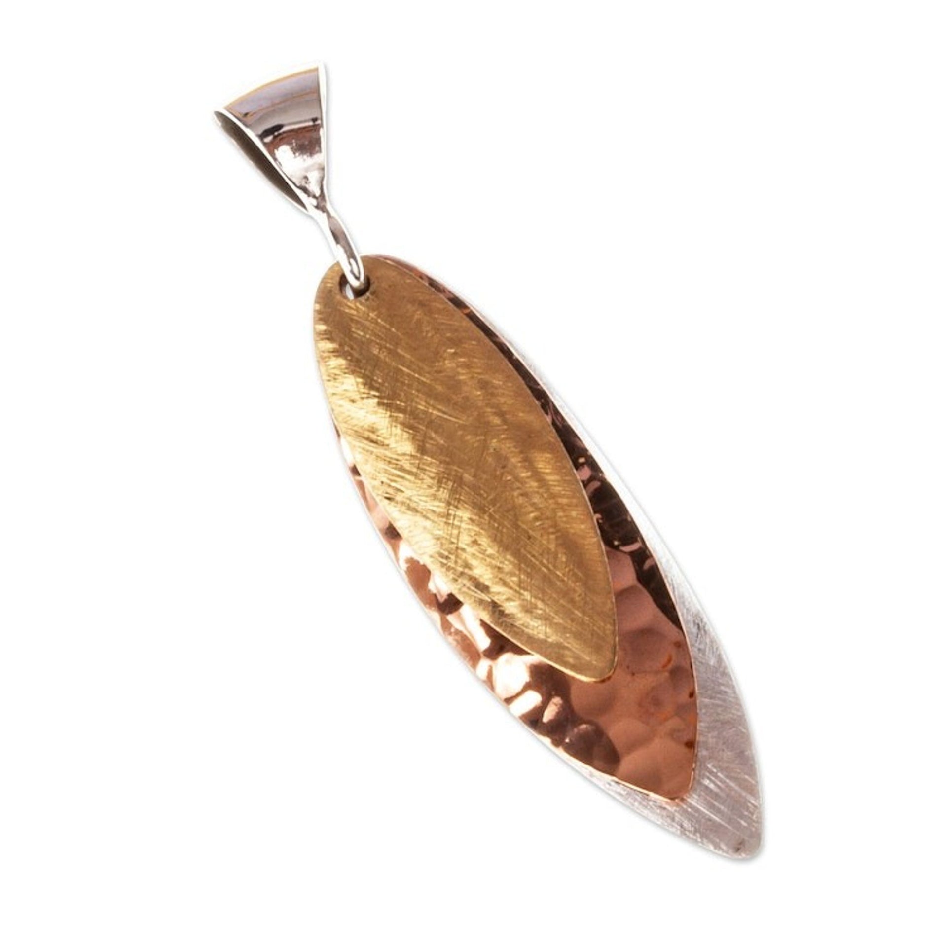 Mexican 925 Sterling Silver Gold Copper Pendant Necklace 'Nature's Enchantment'