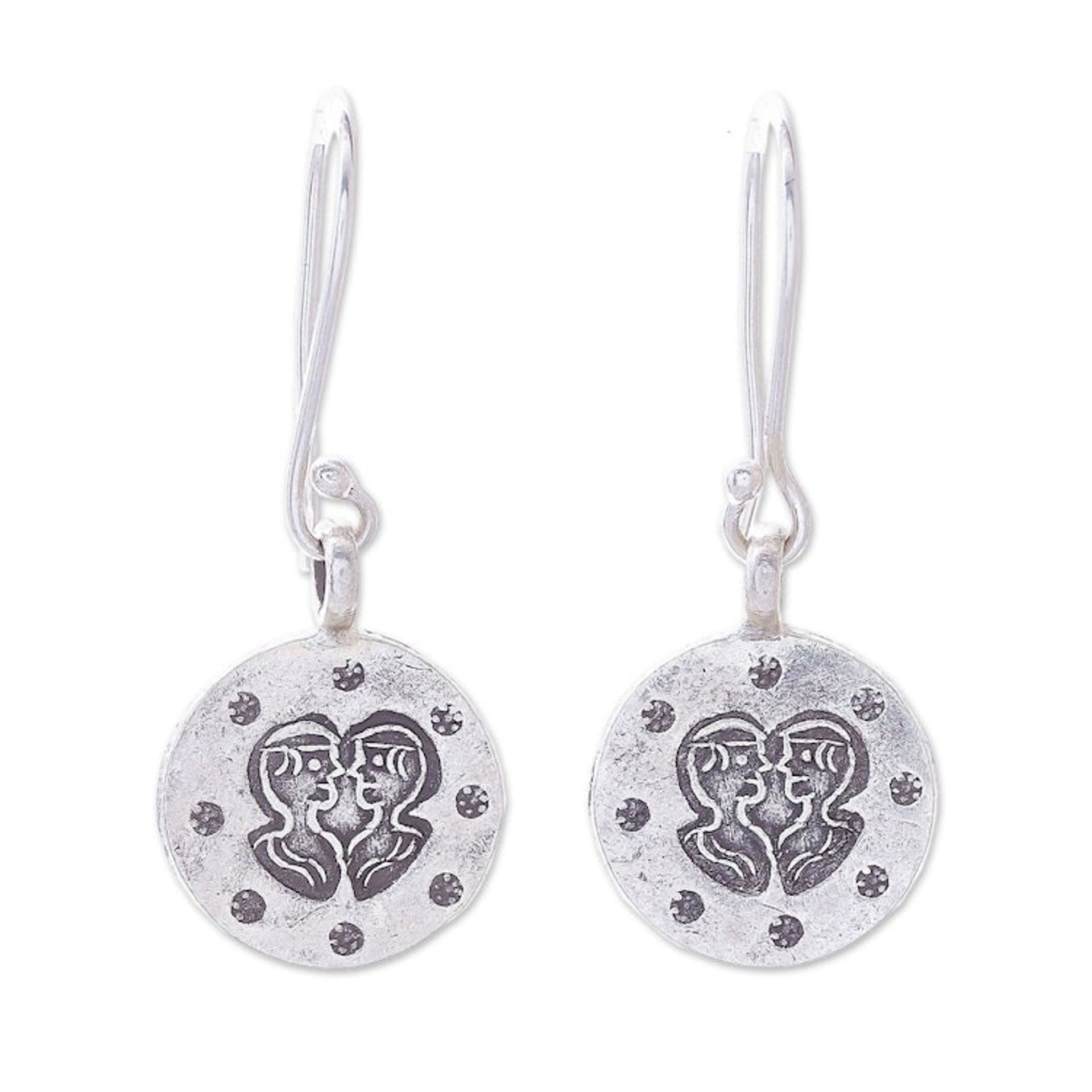 Karen Silver Gemini Dangle Earrings from Thailand 'Karen Gemini'