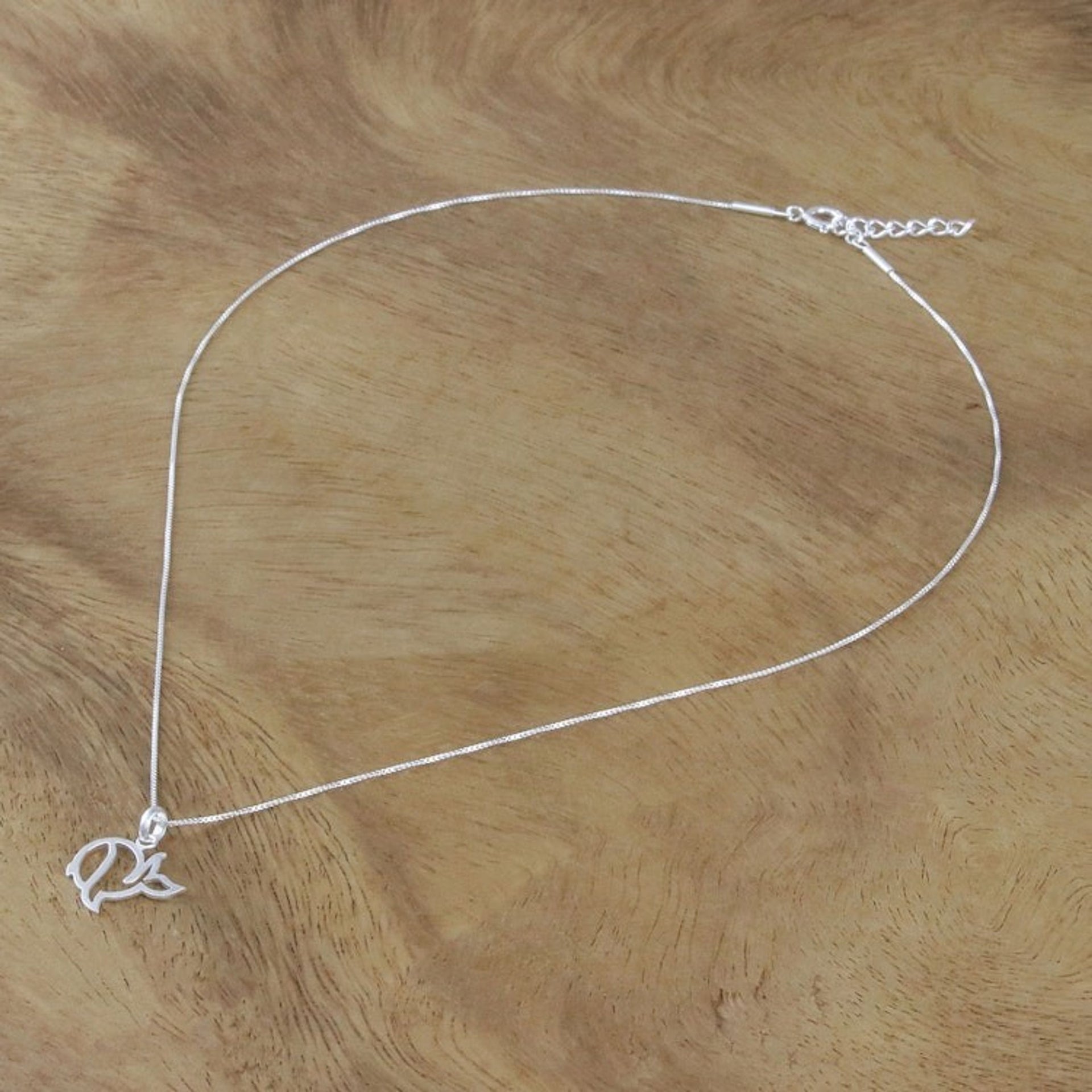 Sterling Silver Whale Pendant Necklace from Thailand 'Round Whale'