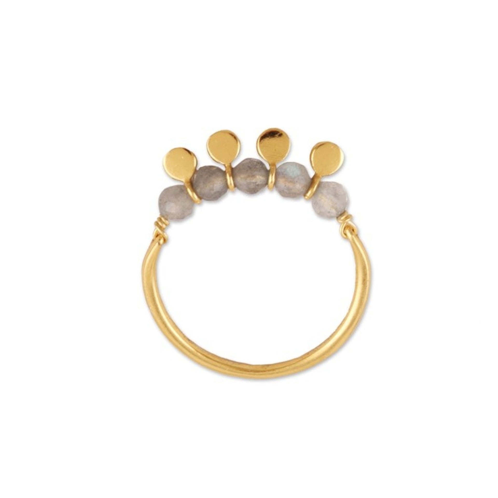 18k Gold-plated and Labradorite Cocktail Ring from India 'Charming Delight'