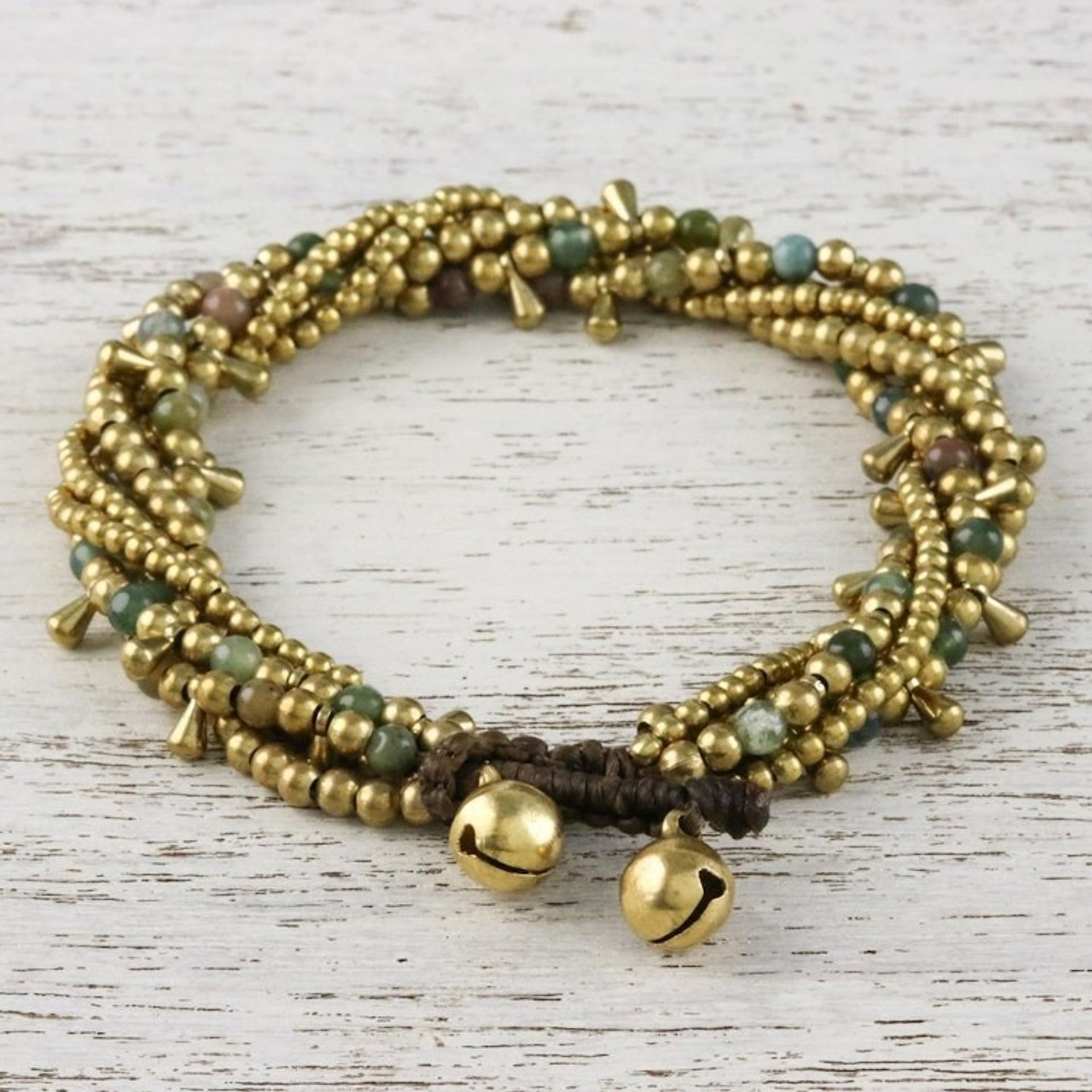 Agate Beaded Torsade Bracelet from Thailand 'Happy Trip'