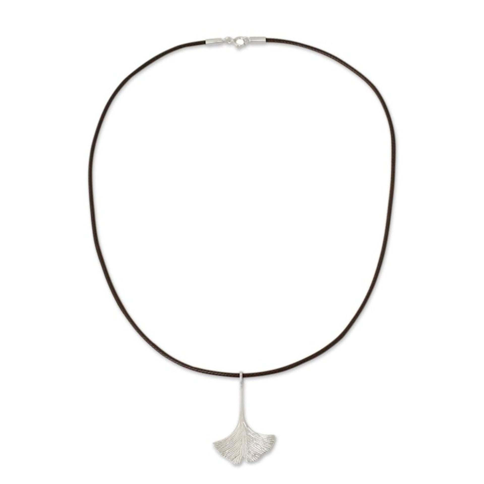 Handmade Brushed Silver Gingko Leaf Pendant Necklace 'The Gingko'