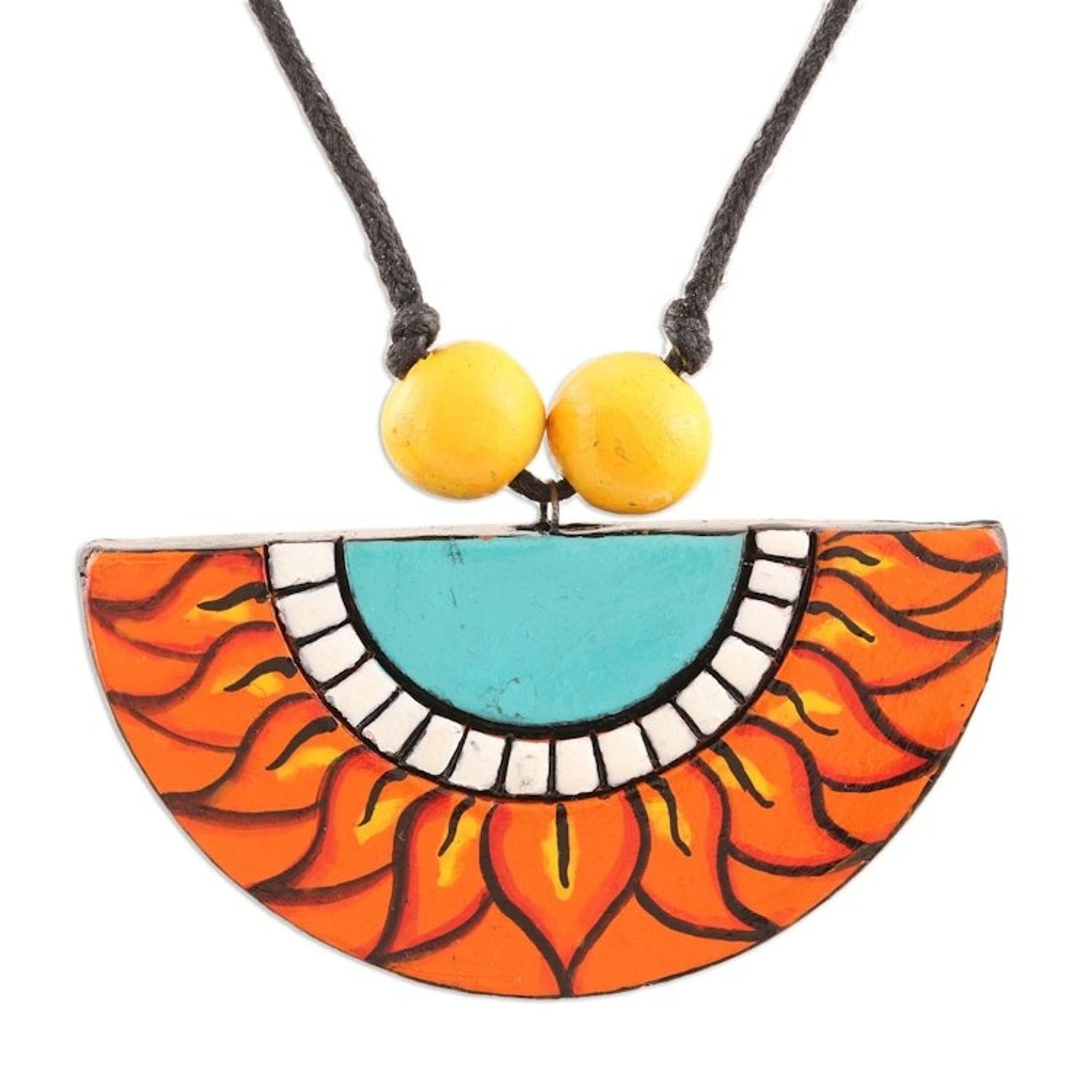 Handmade Ceramic Flower Pendant Necklace 'Summer Sunflower'