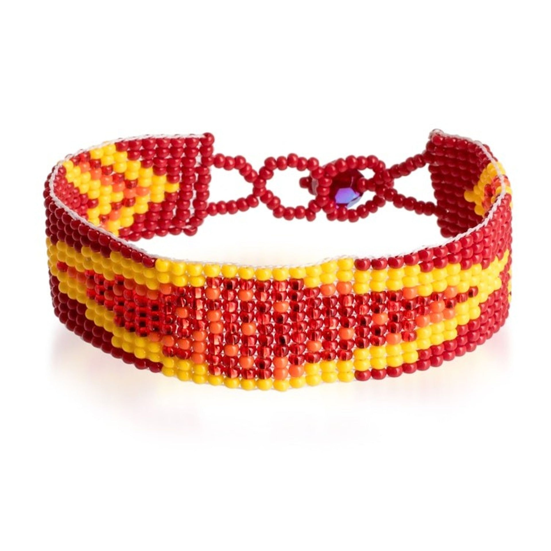 Summer-Themed Glass Beaded Wristband Bracelet in Warm Hues 'Summer Harmony'