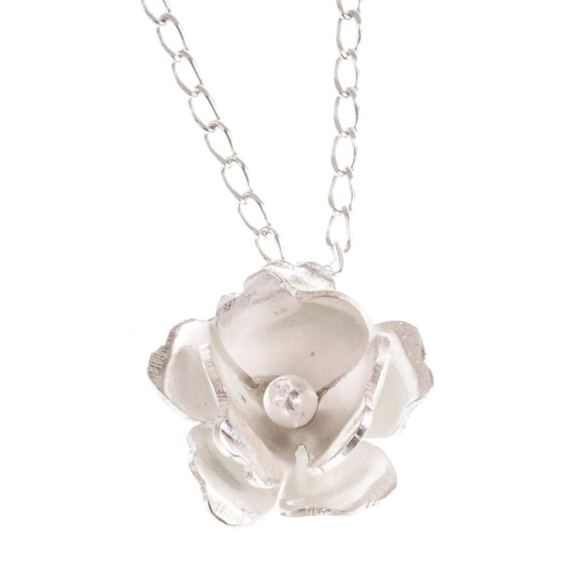 Handcrafted Sterling Silver Floral Necklace from Mexico 'Gardenia Blossom'