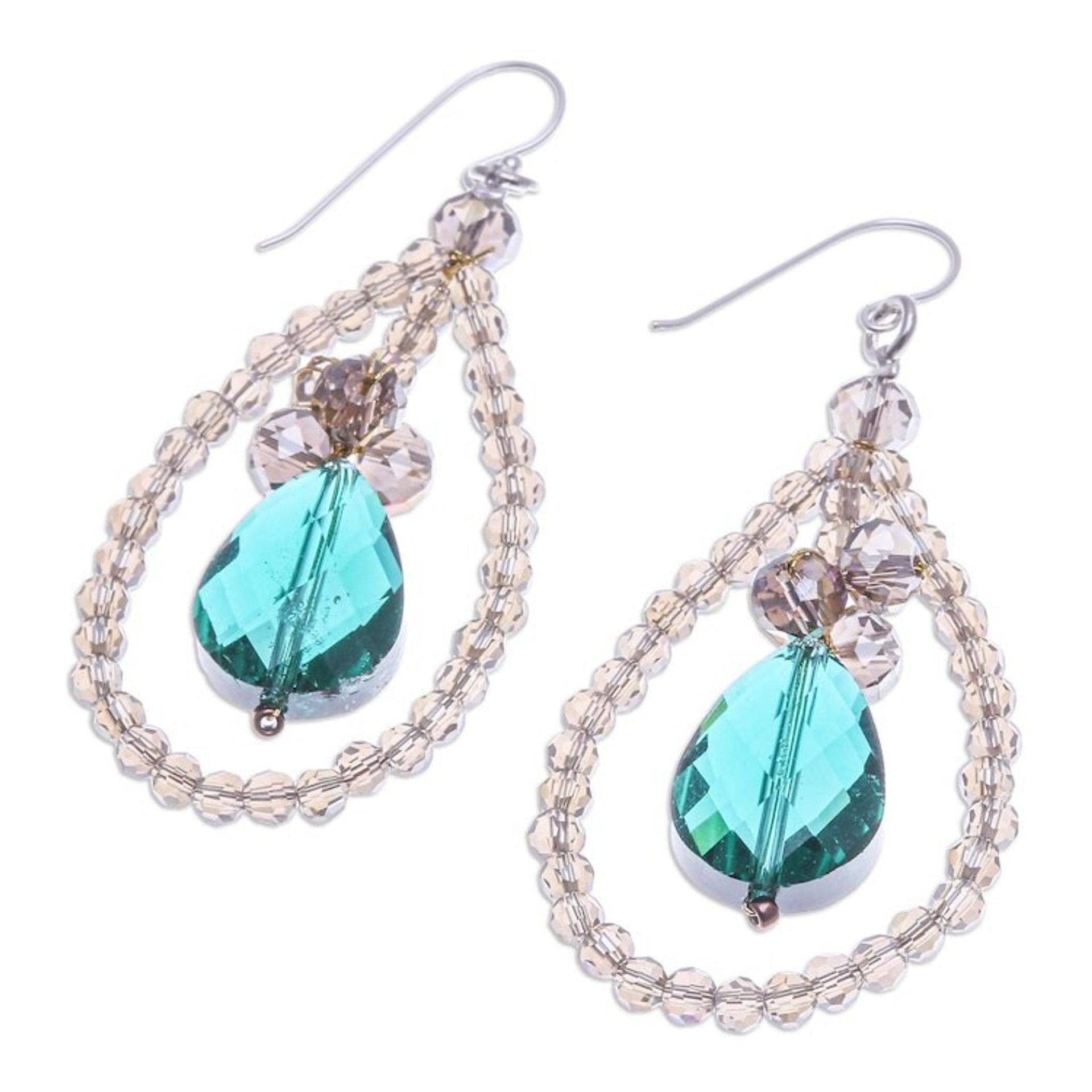 Fashionable Beaded Chandelier Earrings with Silver Hooks 'Nightlife Glam'