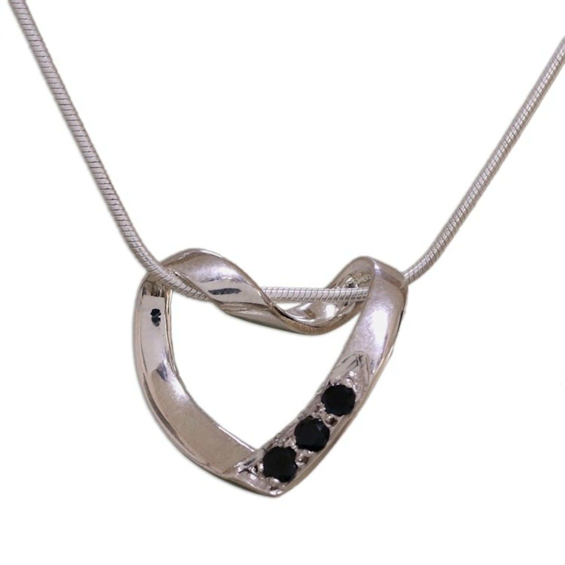 Heart Jewelry Sterling Silver and Onyx Necklace 'Peaceful Heart'