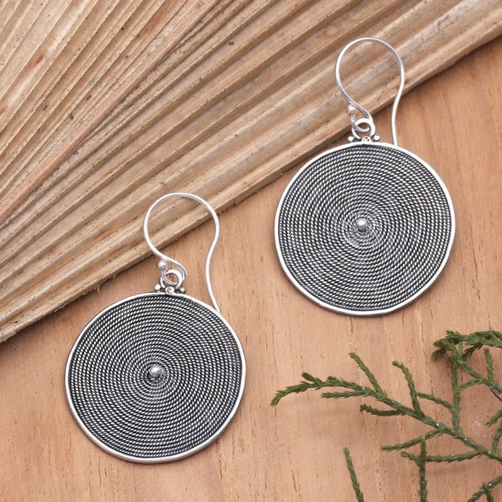 Handcrafted Sterling Silver Dangle Earrings 'Eyes Wide Open'