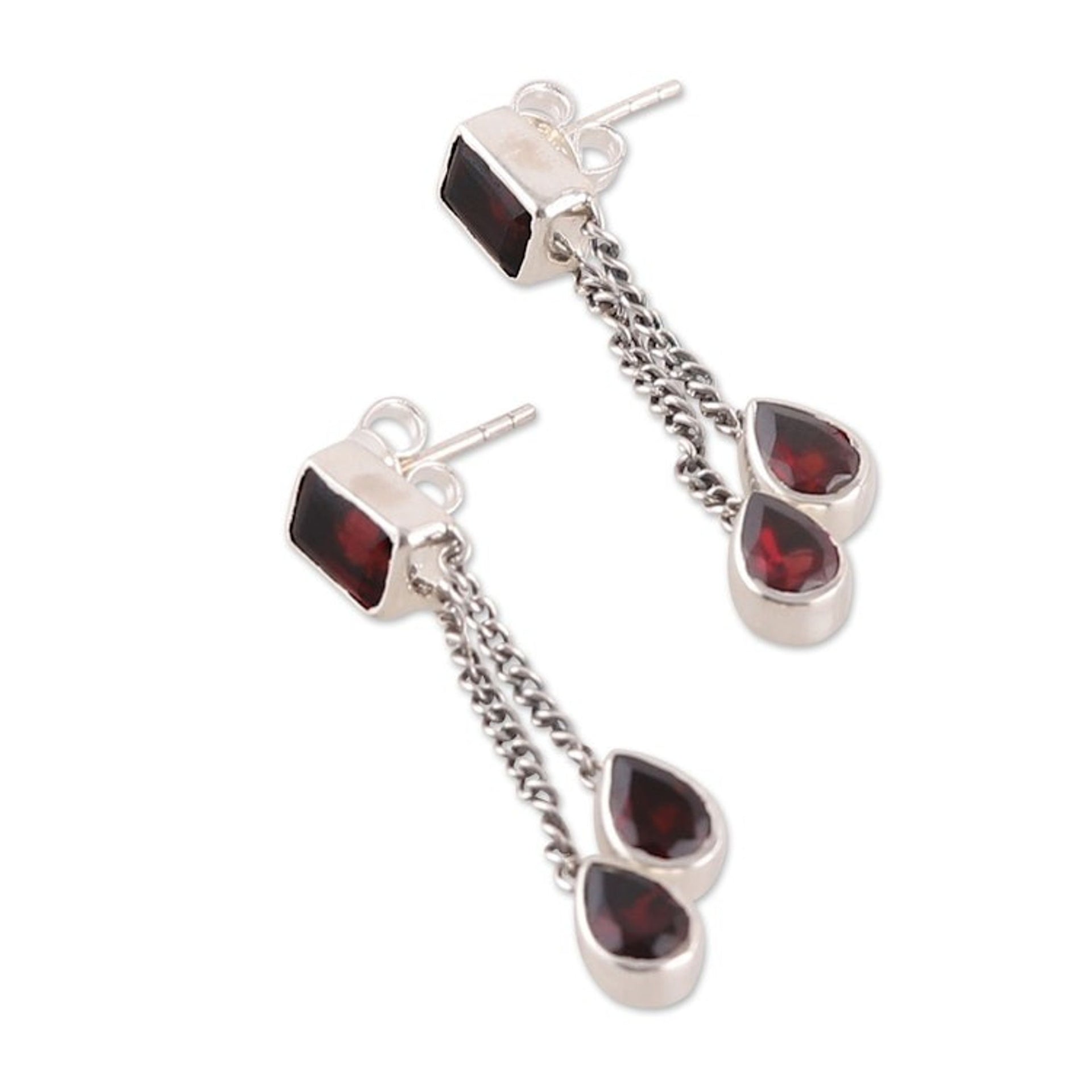 Five-Carat Faceted Garnet Dangle Earrings from India 'Scarlet Tale'