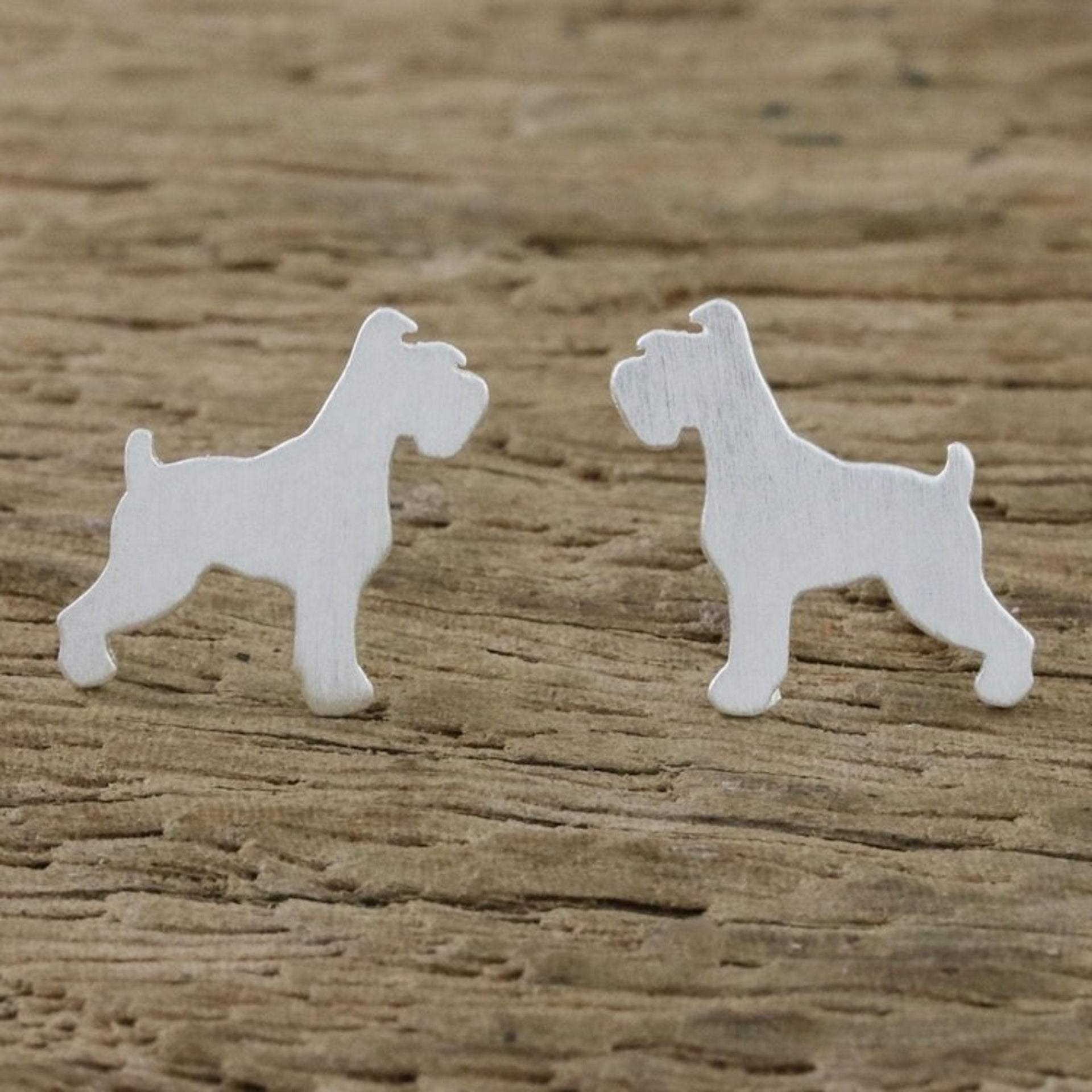 Schnauzer Sterling Silver Stud Earrings from Thailand 'Schnauzer'