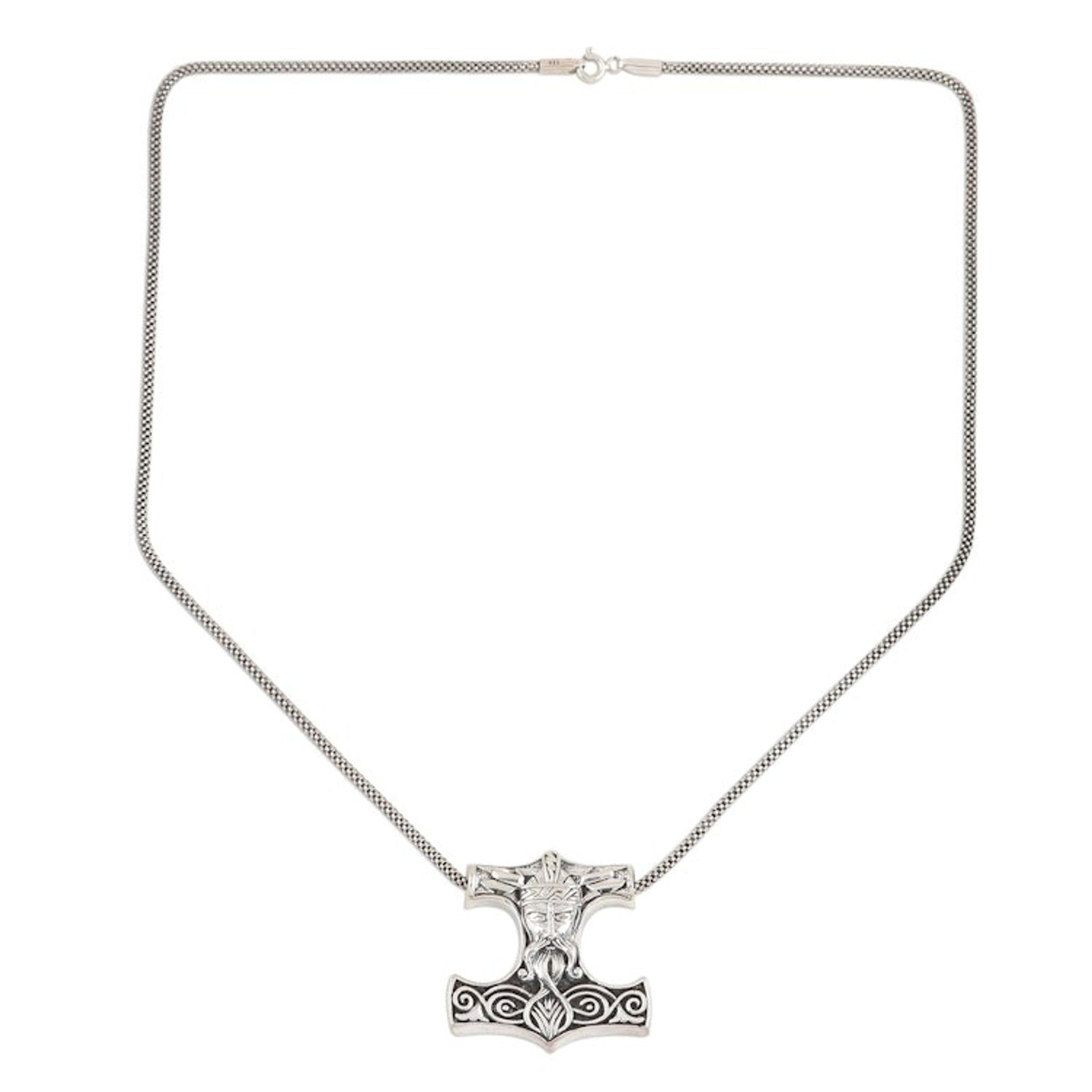 Men's Thor's Hammer Necklace in Sterling Silver 'Thor's Hammer'