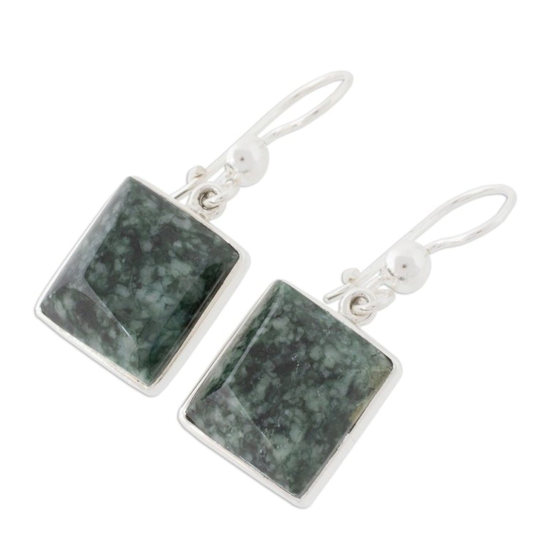 Handmade Sterling Silver Dangle Jade Earrings 'Love Immortal'