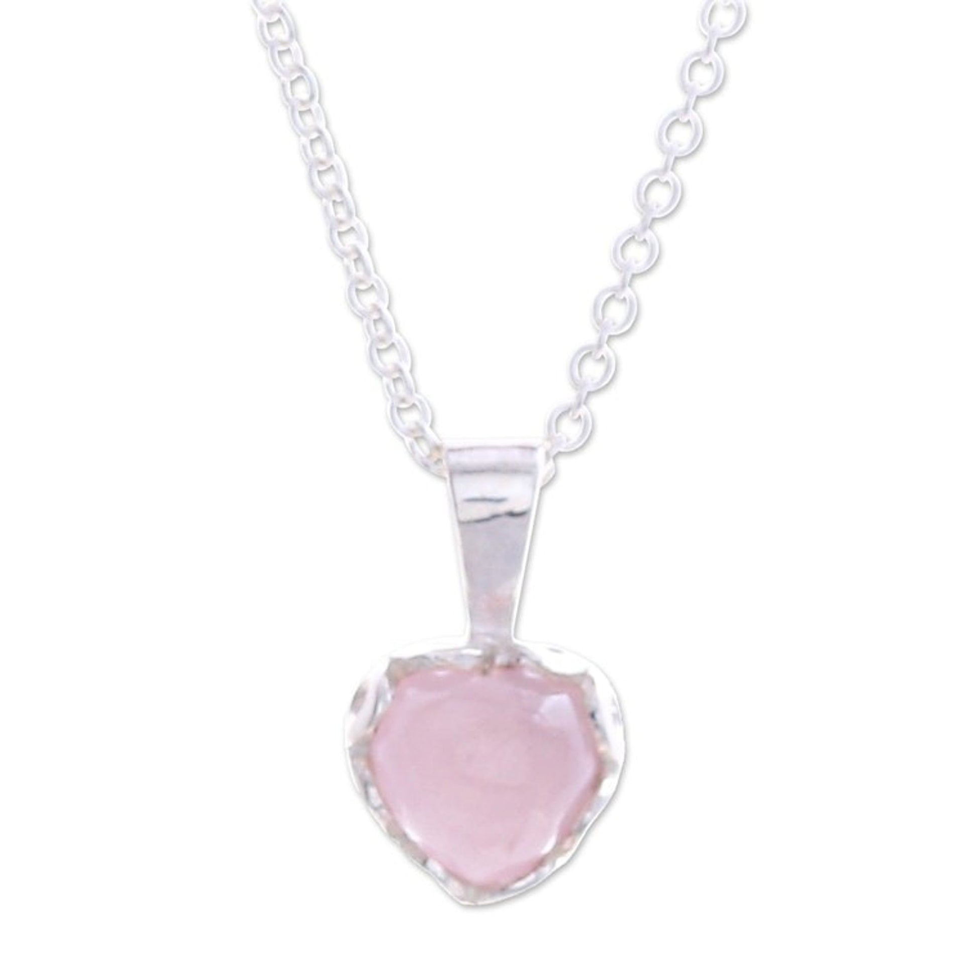 Heart-Shaped Rose Quartz Cabochon Pendant Necklace 'Heart of Kindness'