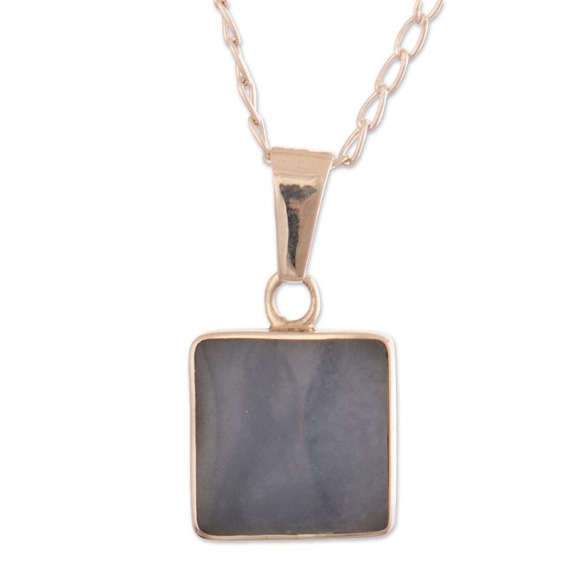 Polished Modern Natural Onyx and Angelite Pendant Necklace 'Dual Marvel'