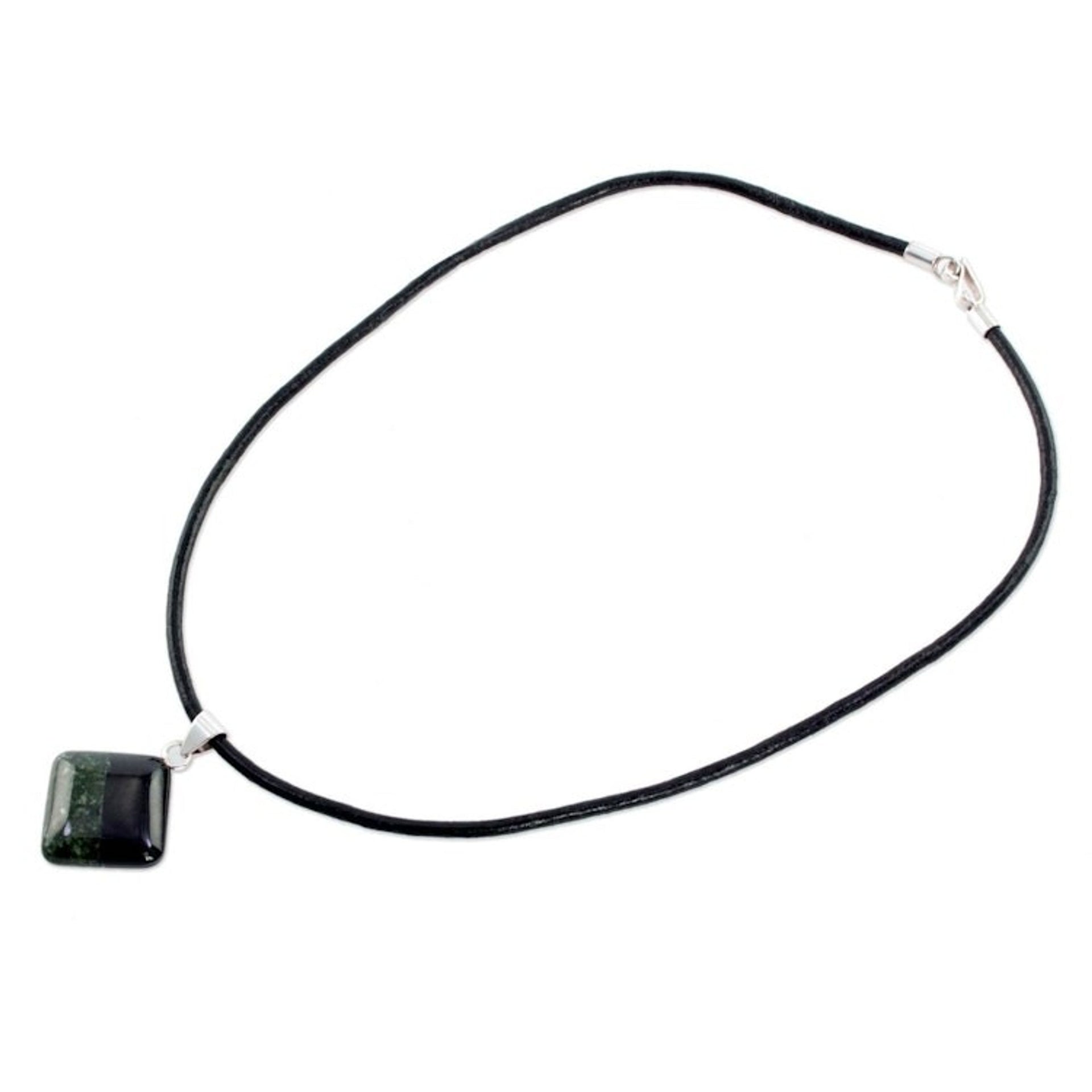 Cotton and Jade Pendant Necklace from Central America 'Duality'
