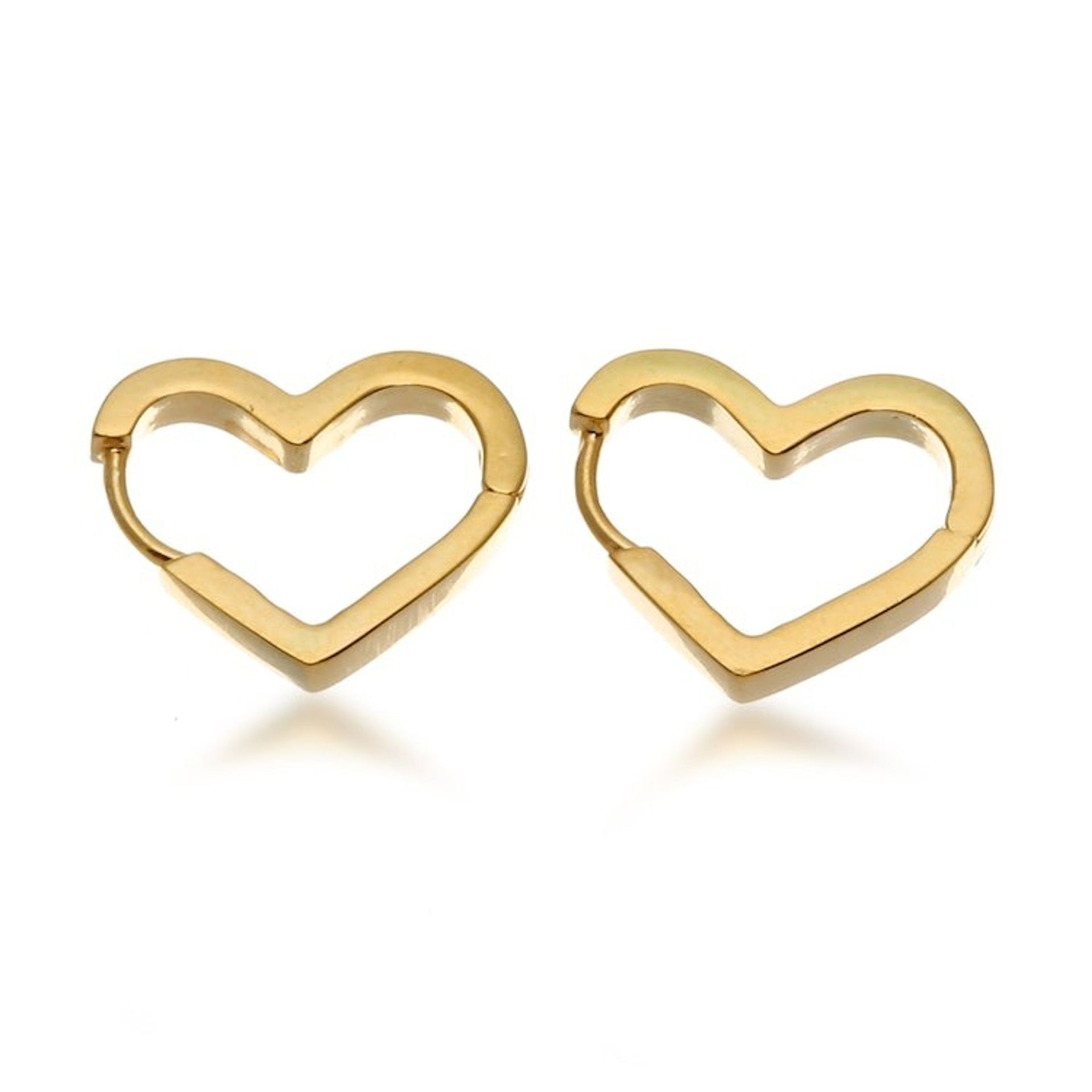 Romantic Heart-Shaped Polished 18k Gold-Plated Hoop Earrings 'Golden of Love'