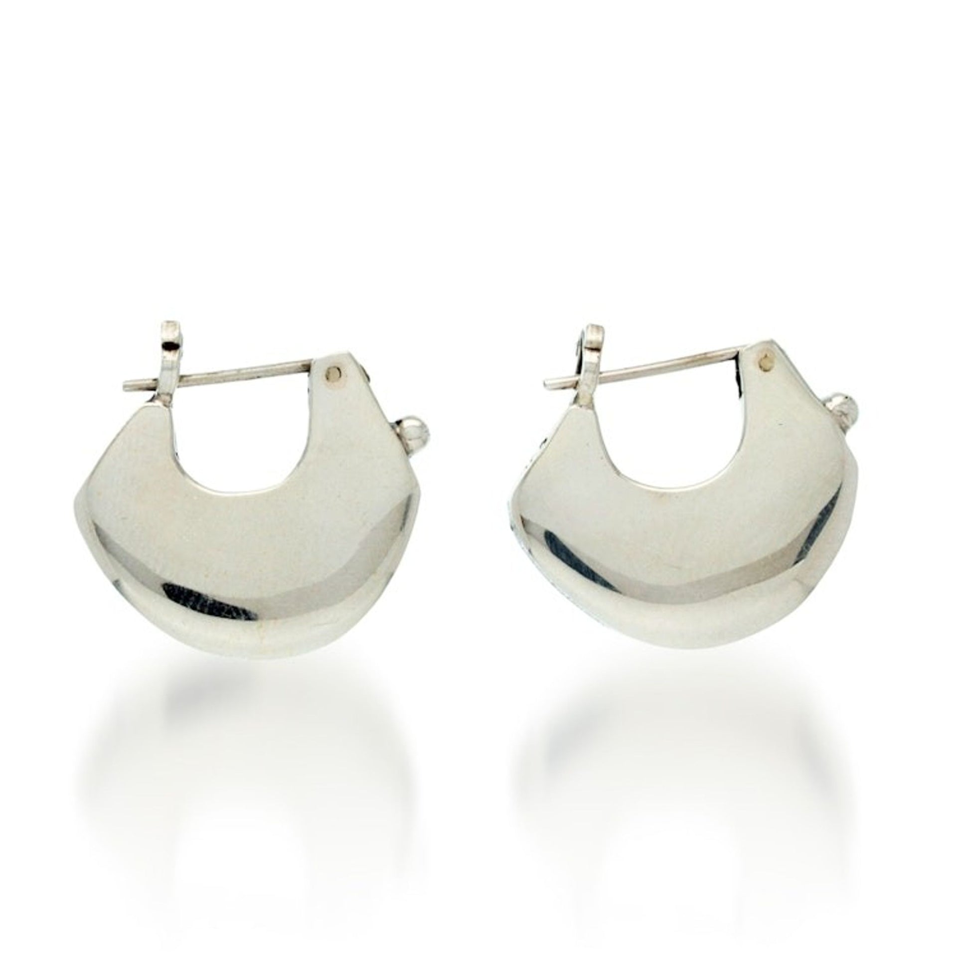 Minimalist Polished Taxco Silver Hoop Earrings from Mexico 'Timeless Radiance'