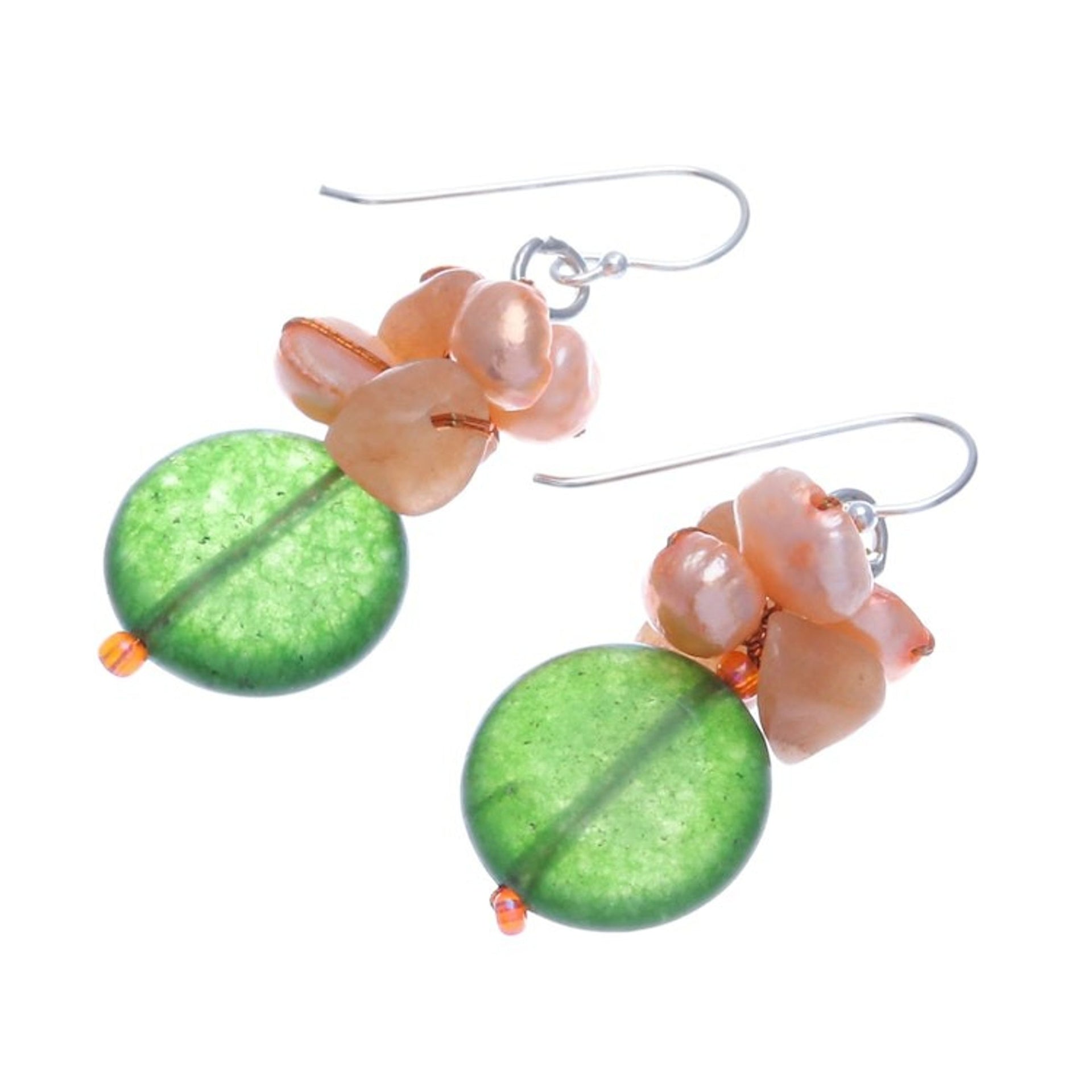 Handcrafted Multi-Gemstone Orange Dangle Earrings 'Orange Paradise'